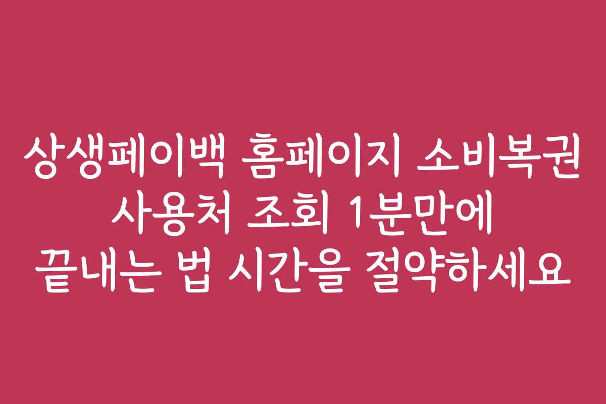 상생페이백 홈페이지 소비복권 사용처 조회 1분만에 끝내는 법 시간을 절약하세요