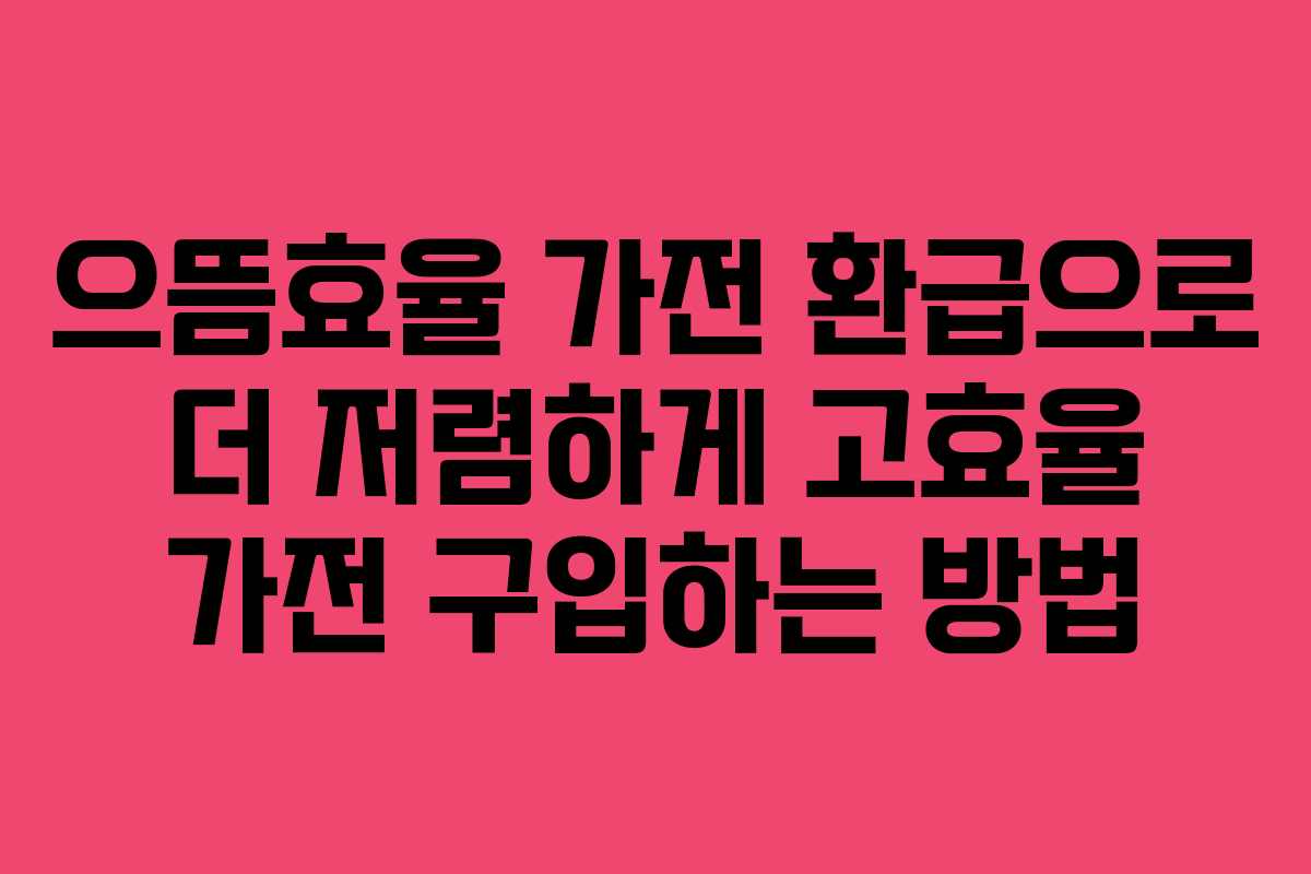 으뜸효율 가전 환급으로 더 저렴하게 고효율 가전 구입하는 방법