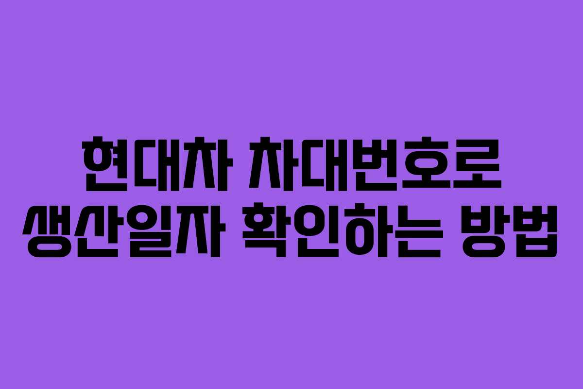 현대차 차대번호로 생산일자 확인하는 방법