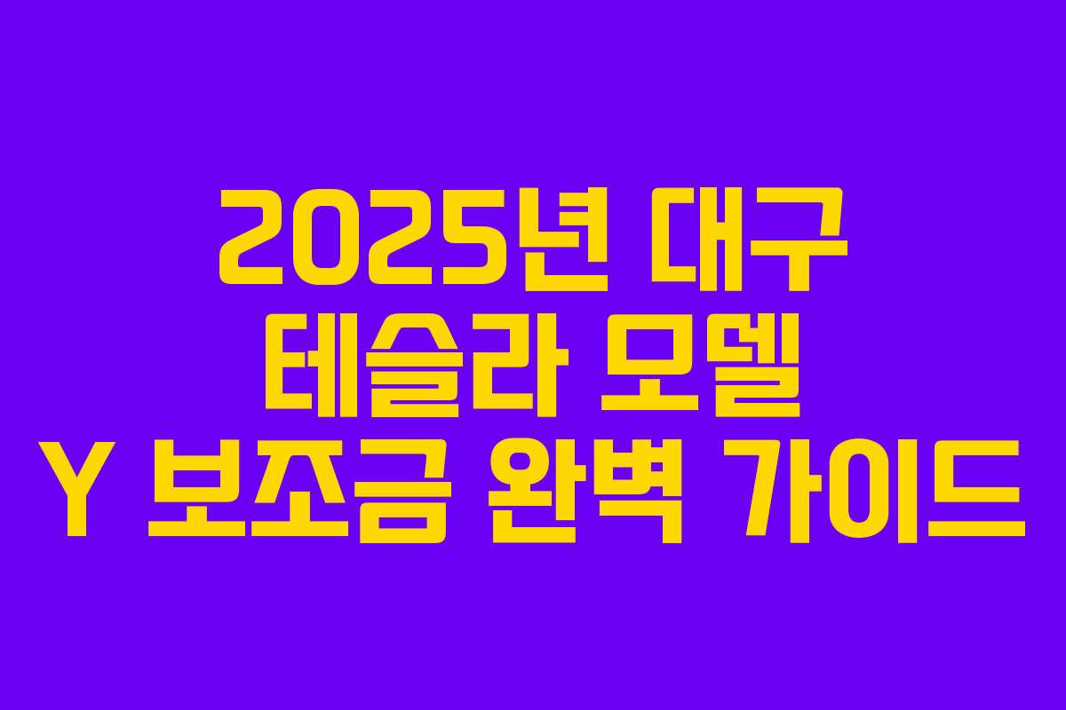 2025년 대구 테슬라 모델 Y 보조금 완벽 가이드