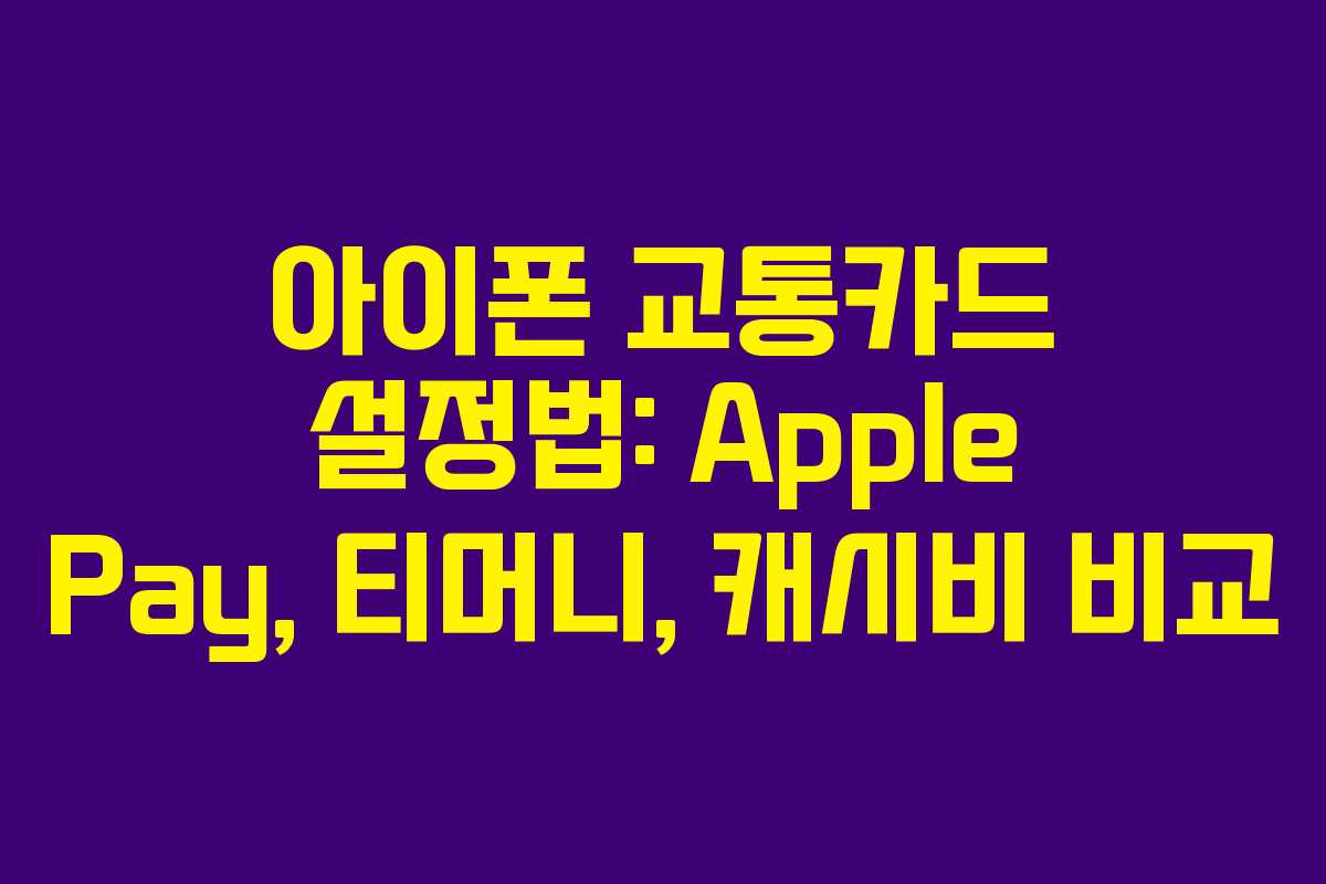 아이폰 교통카드 설정법: Apple Pay, 티머니, 캐시비 비교
