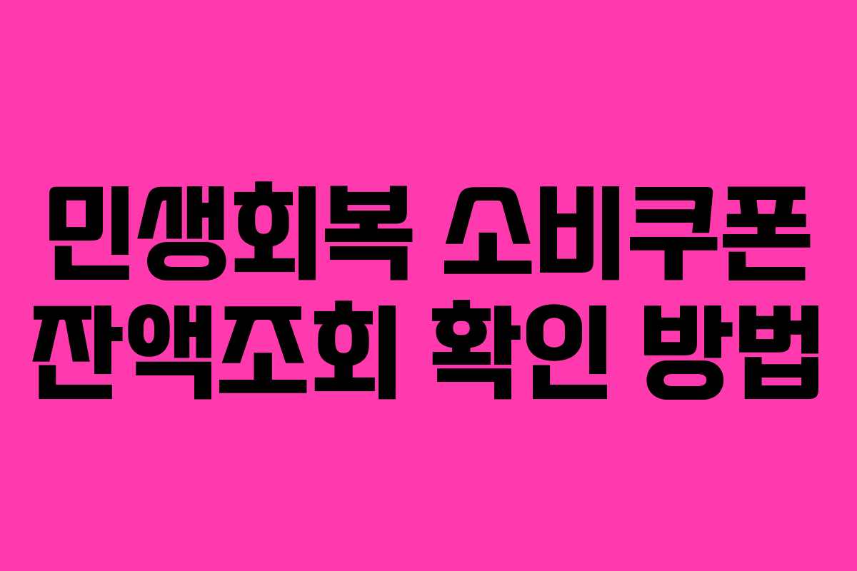 민생회복 소비쿠폰 잔액조회 확인 방법