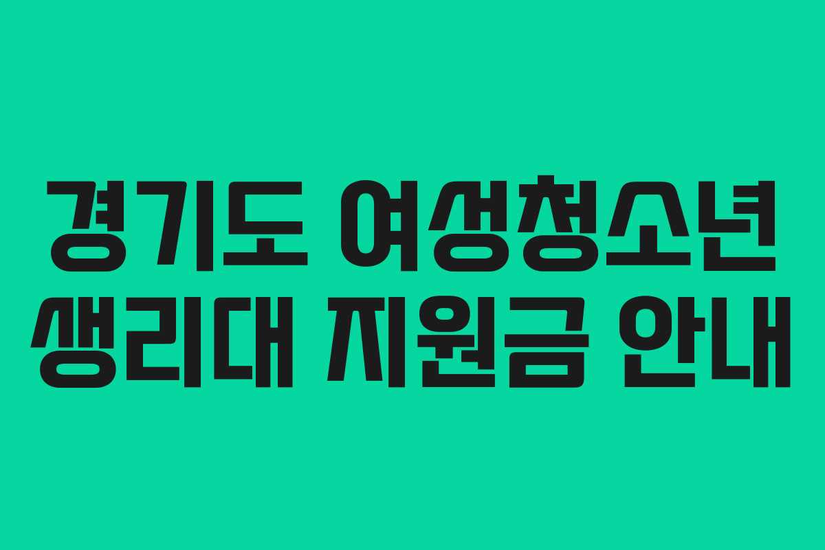 경기도 여성청소년 생리대 지원금 안내