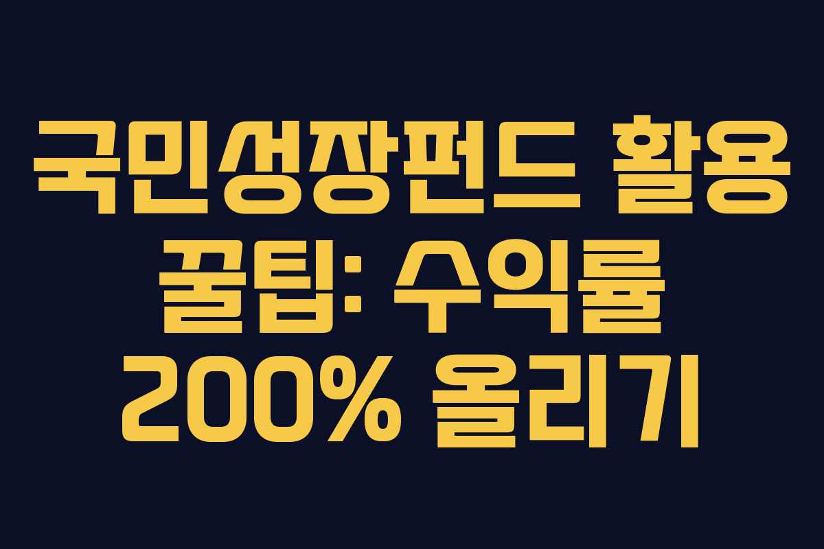 국민성장펀드 활용 꿀팁: 수익률 200% 올리기