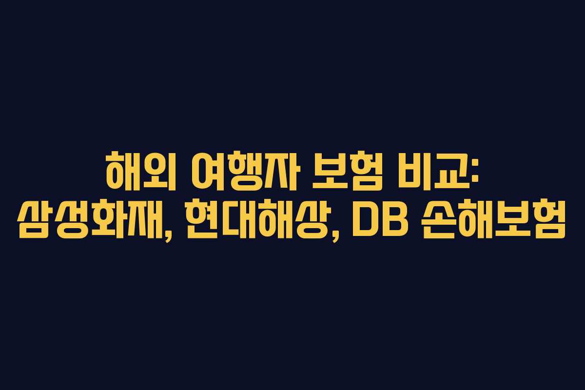 해외 여행자 보험 비교: 삼성화재, 현대해상, DB 손해보험