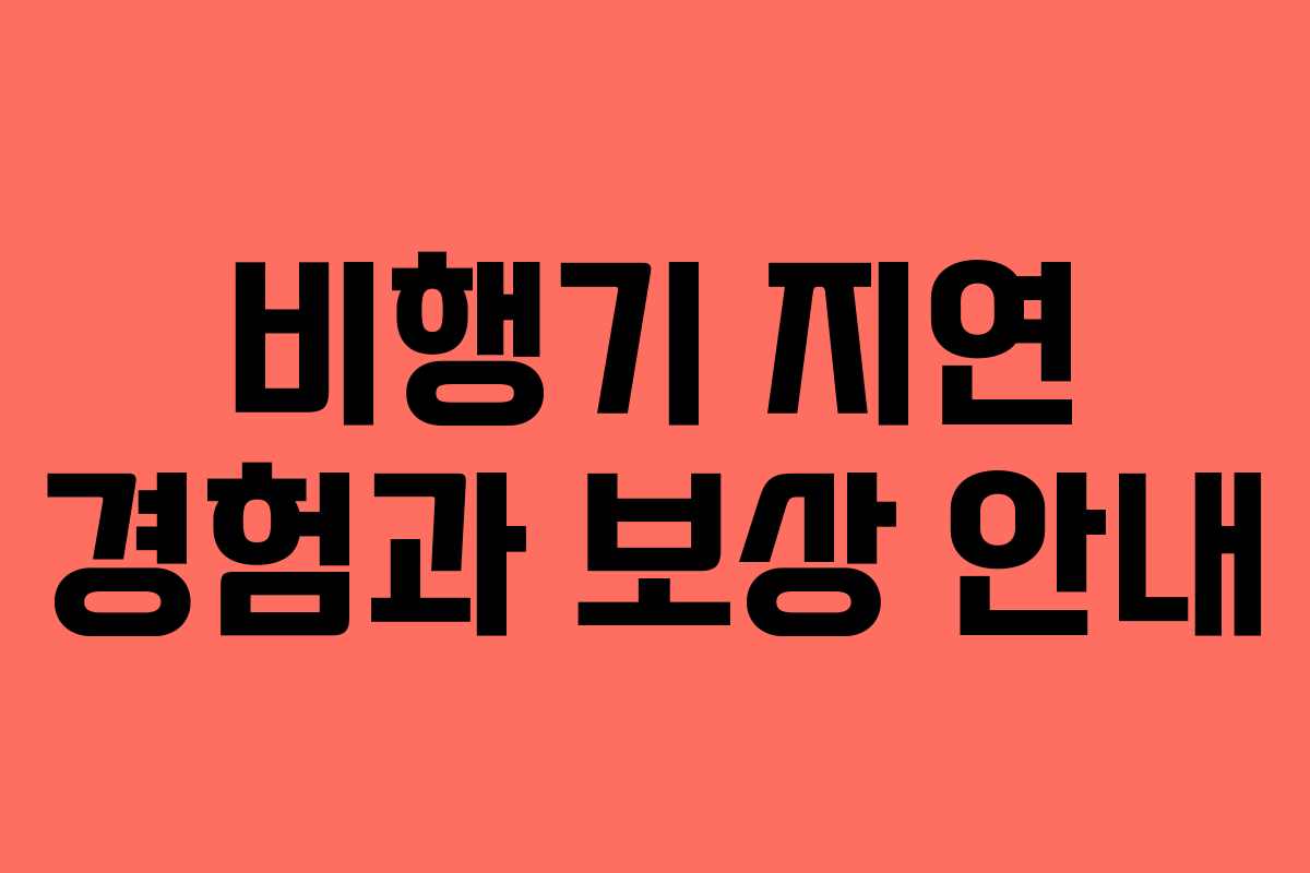 비행기 지연 경험과 보상 안내
