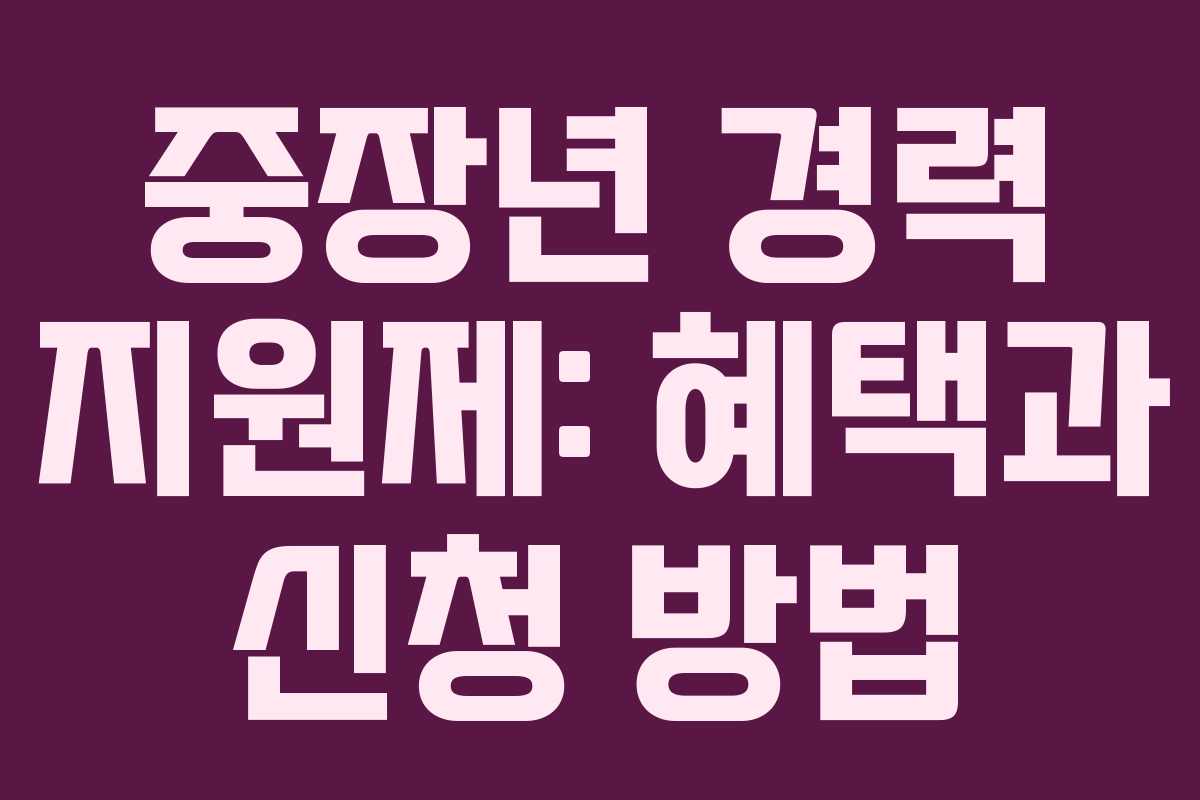 중장년 경력 지원제: 혜택과 신청 방법