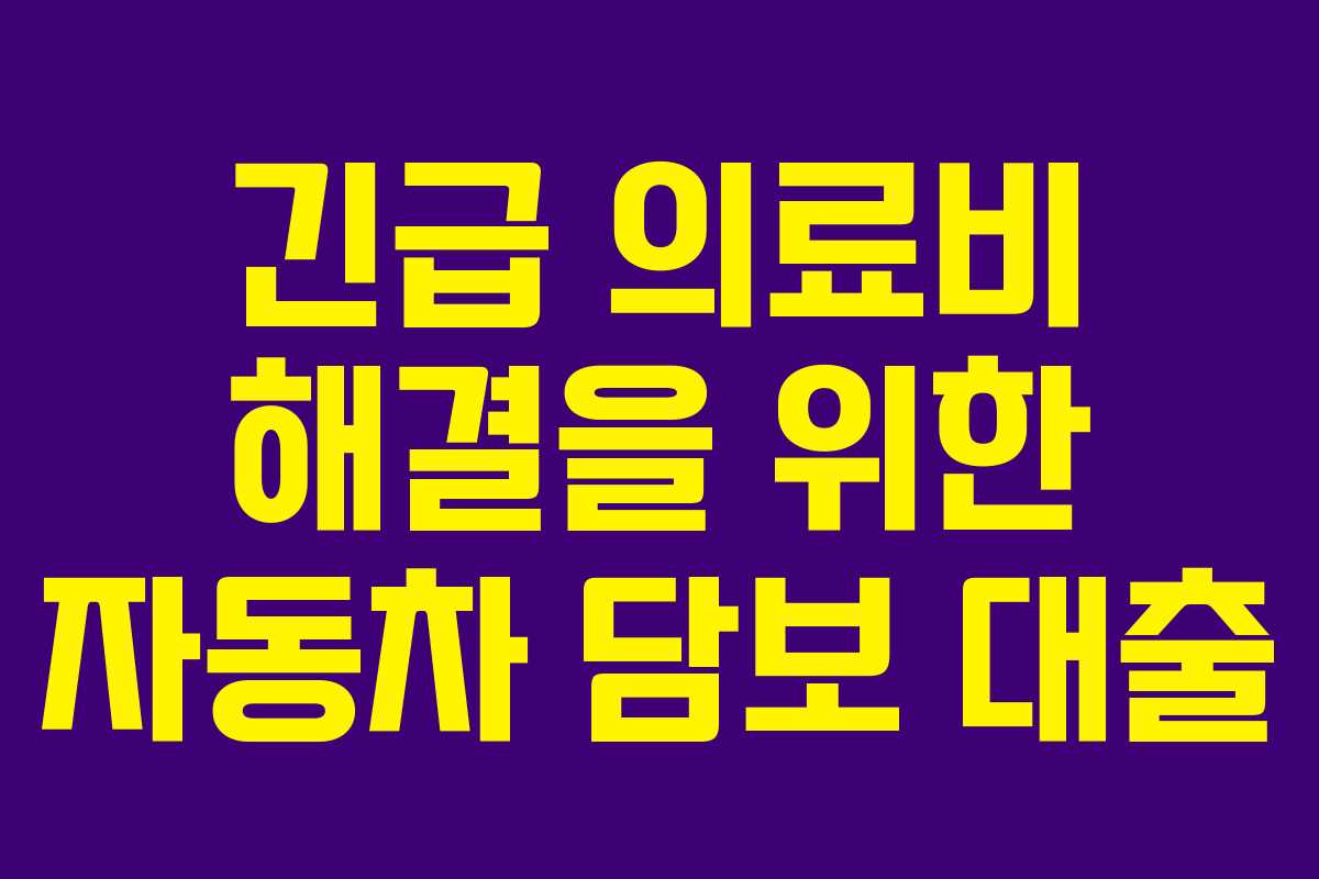 긴급 의료비 해결을 위한 자동차 담보 대출