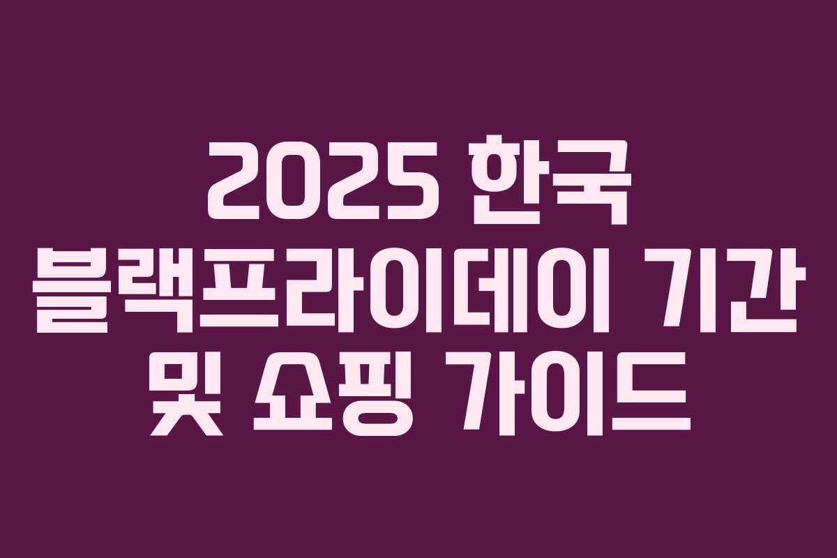 2025 한국 블랙프라이데이 기간 및 쇼핑 가이드