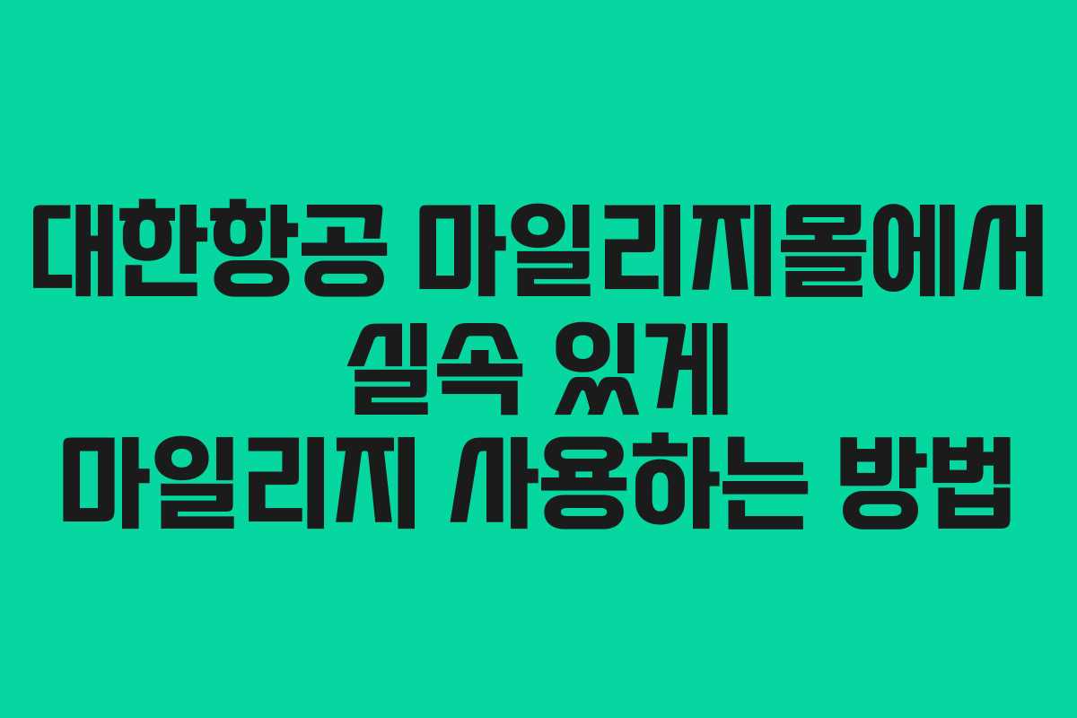 대한항공 마일리지몰에서 실속 있게 마일리지 사용하는 방법