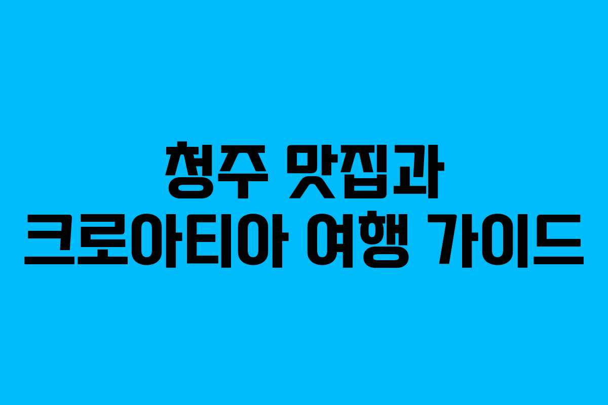 청주 맛집과 크로아티아 여행 가이드