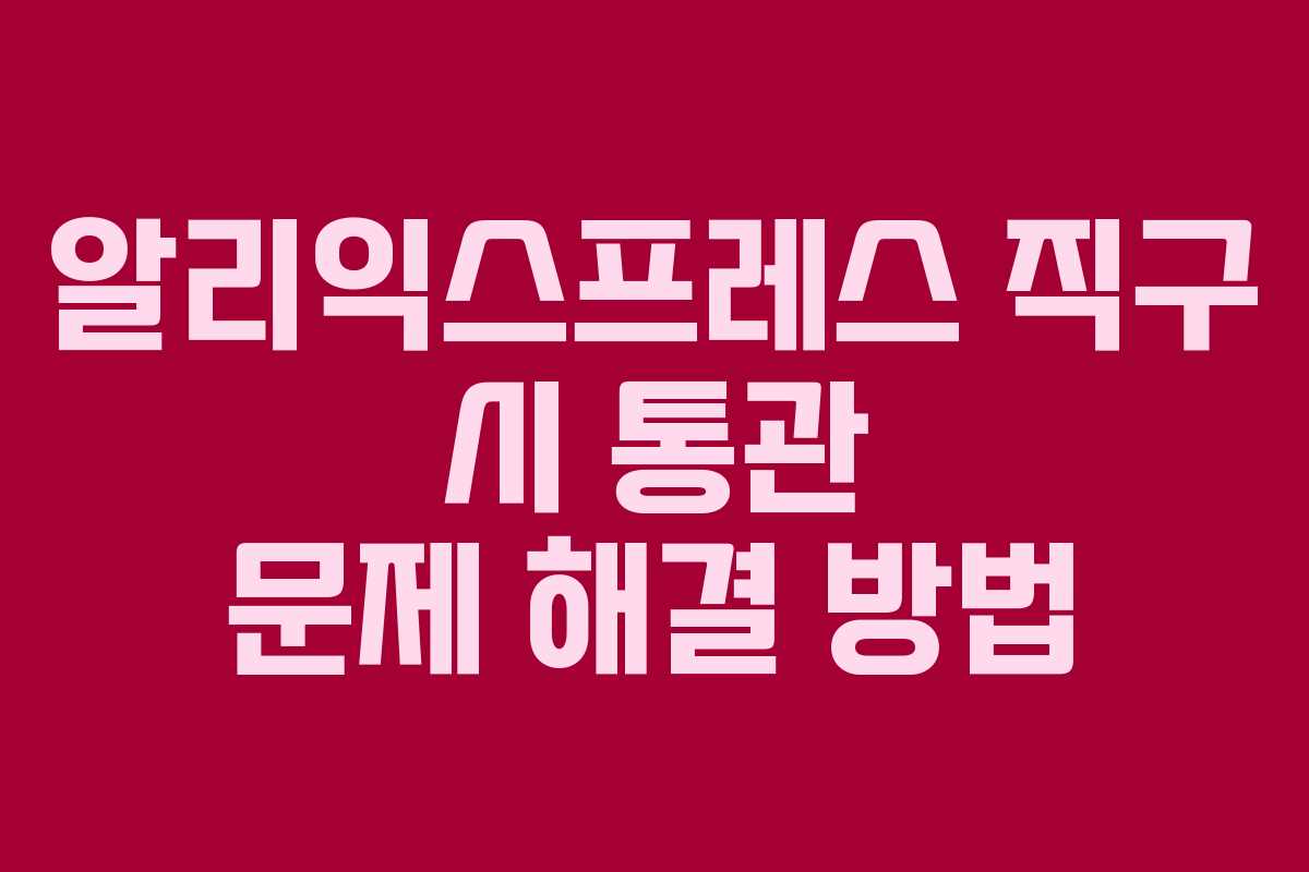 알리익스프레스 직구 시 통관 문제 해결 방법