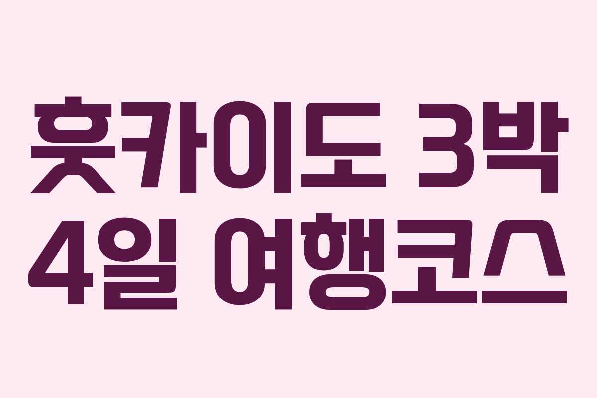 훗카이도 3박 4일 여행코스