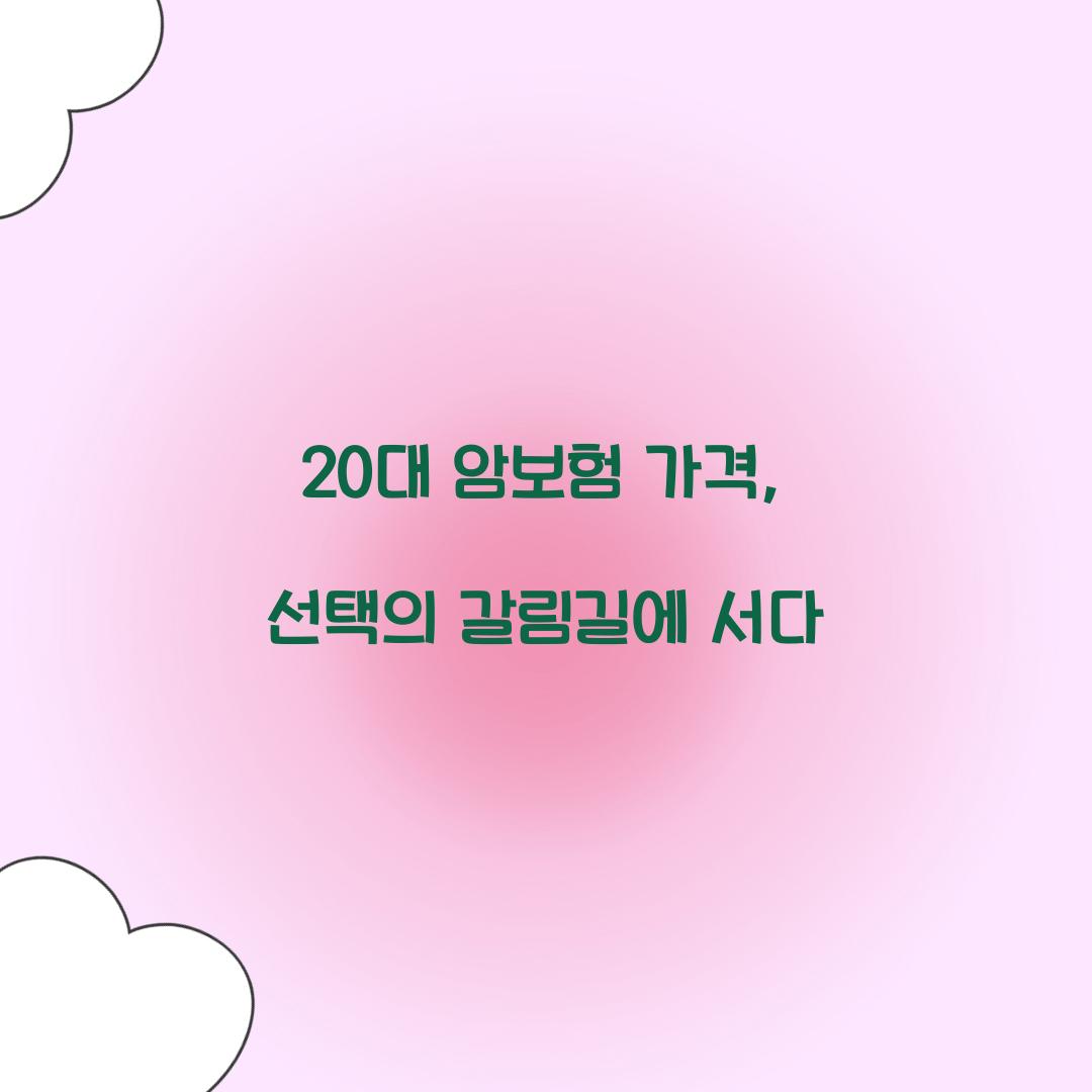 20대 암보험 가격, 선택의 갈림길에 서다