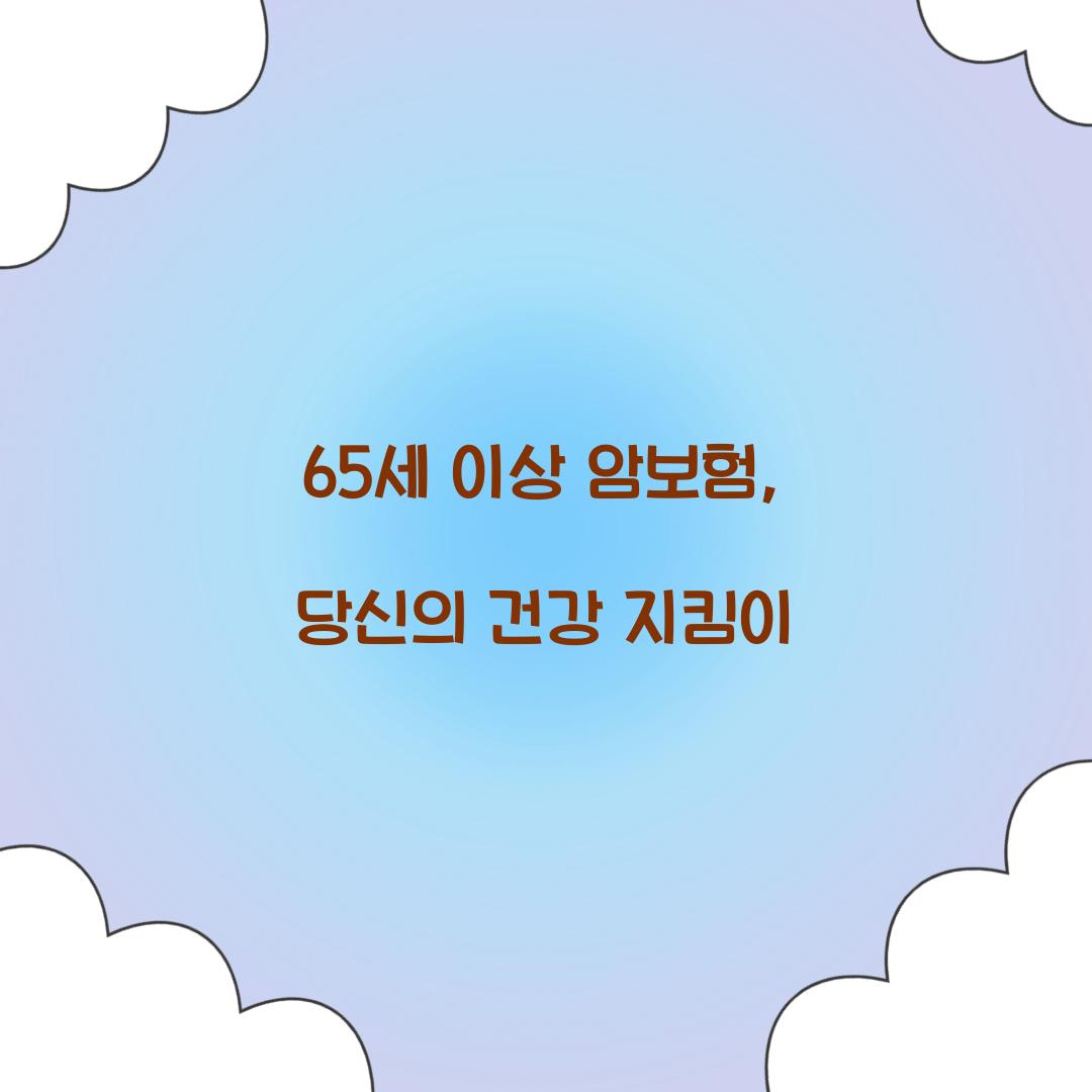 65세 이상 암보험, 당신의 건강 지킴이