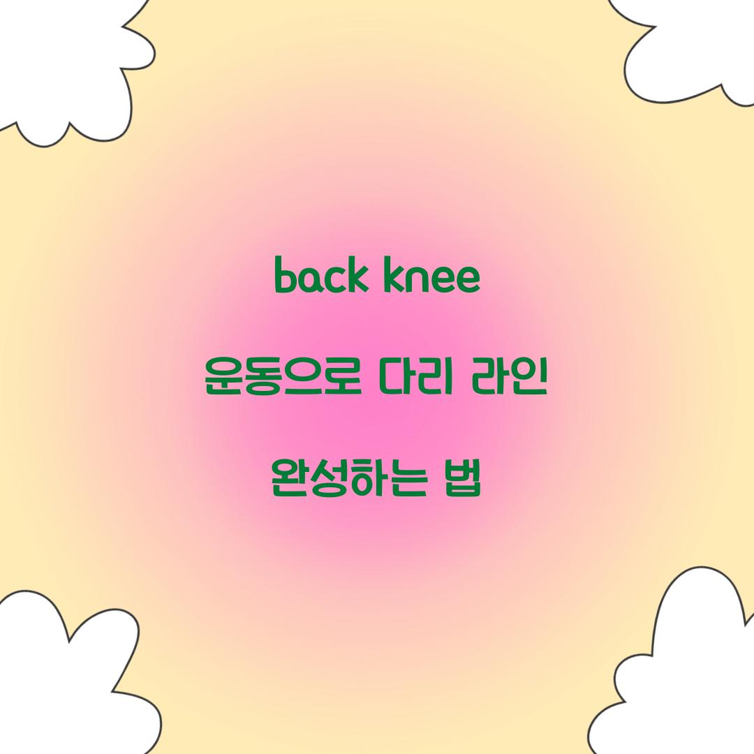 back knee 운동으로 다리 라인 완성하는 법