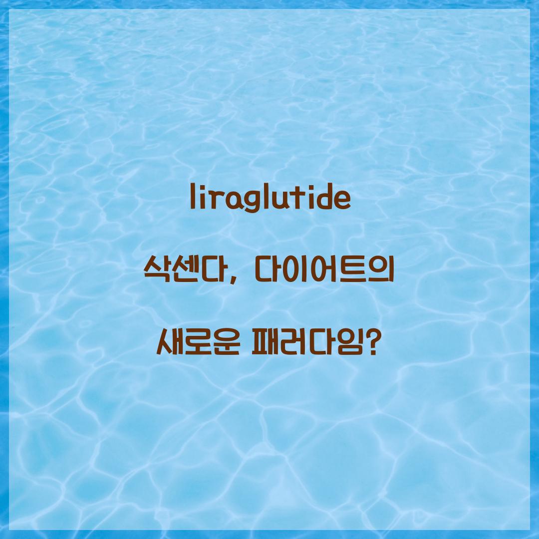liraglutide 삭센다, 다이어트의 새로운 패러다임?