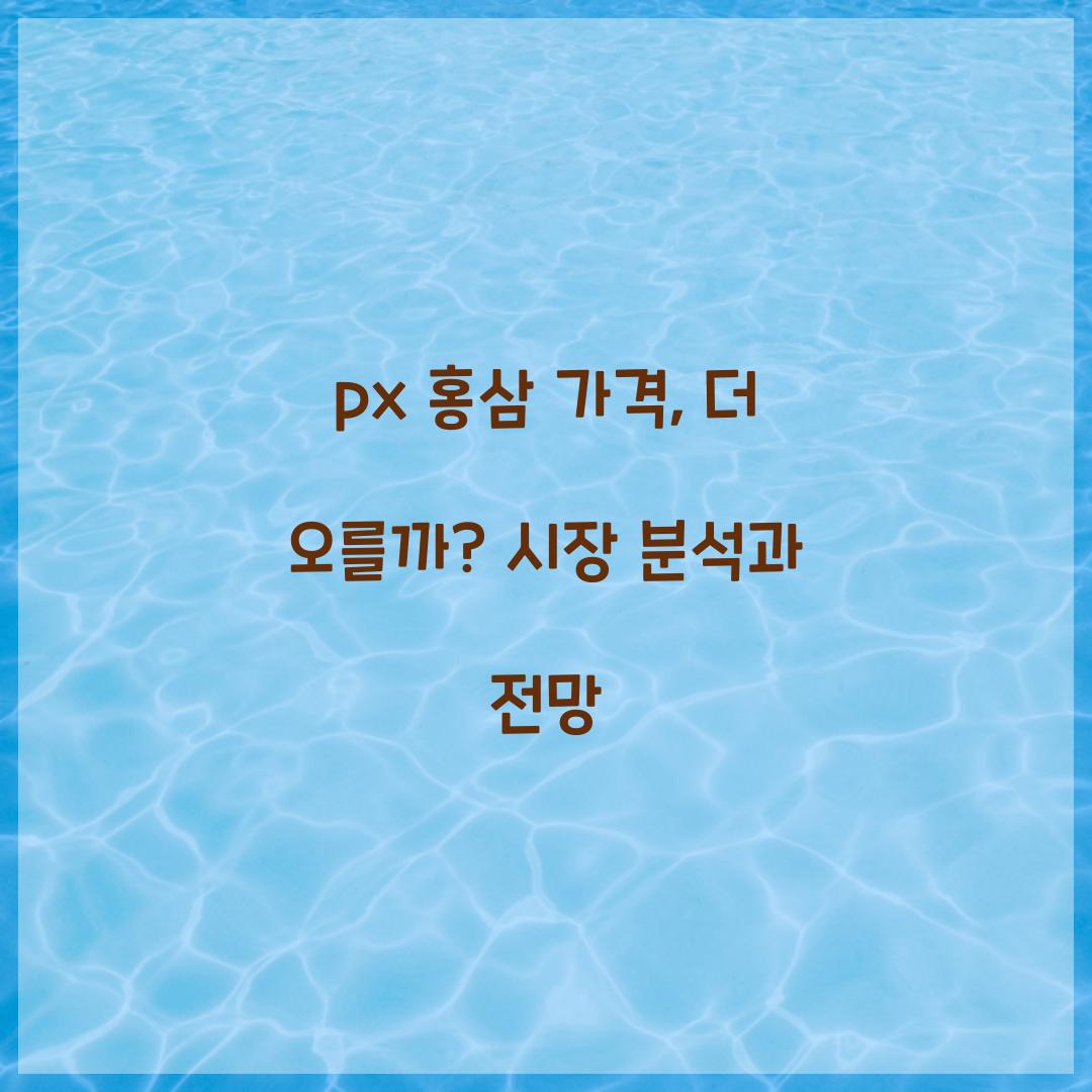 px 홍삼 가격, 더 오를까? 시장 분석과 전망