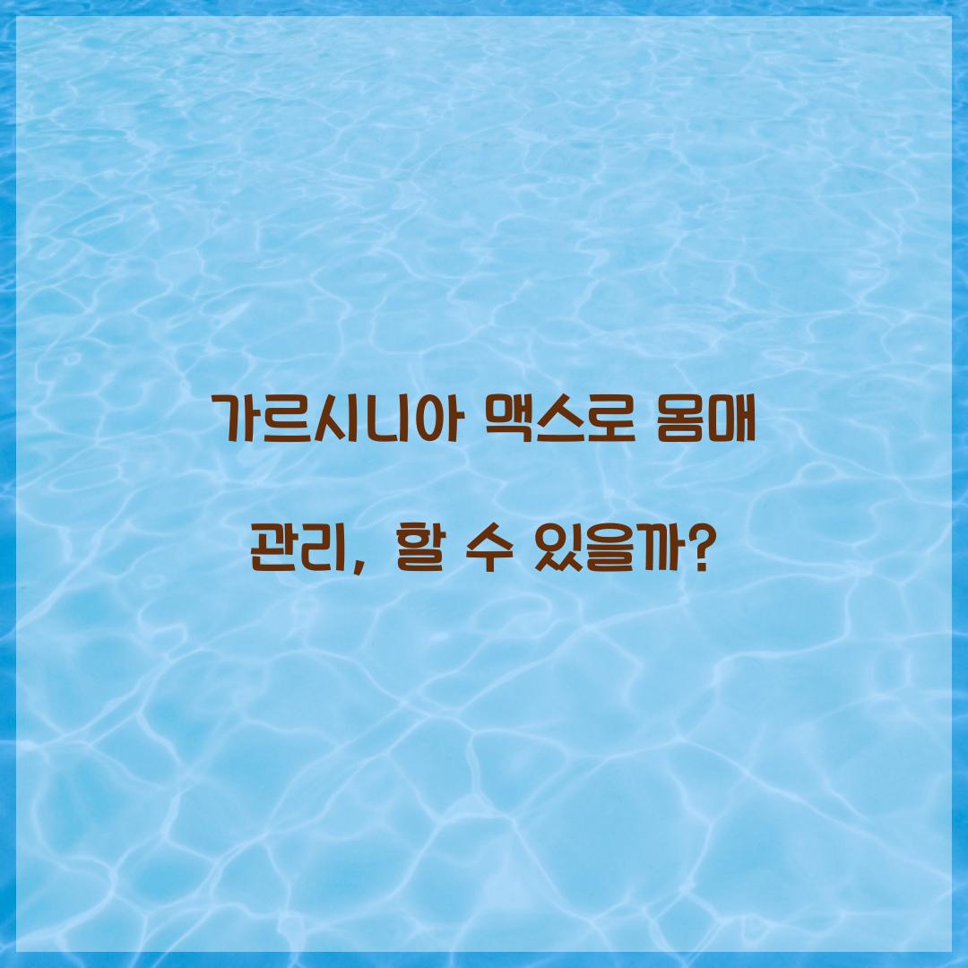 가르시니아 맥스로 몸매 관리, 할 수 있을까?