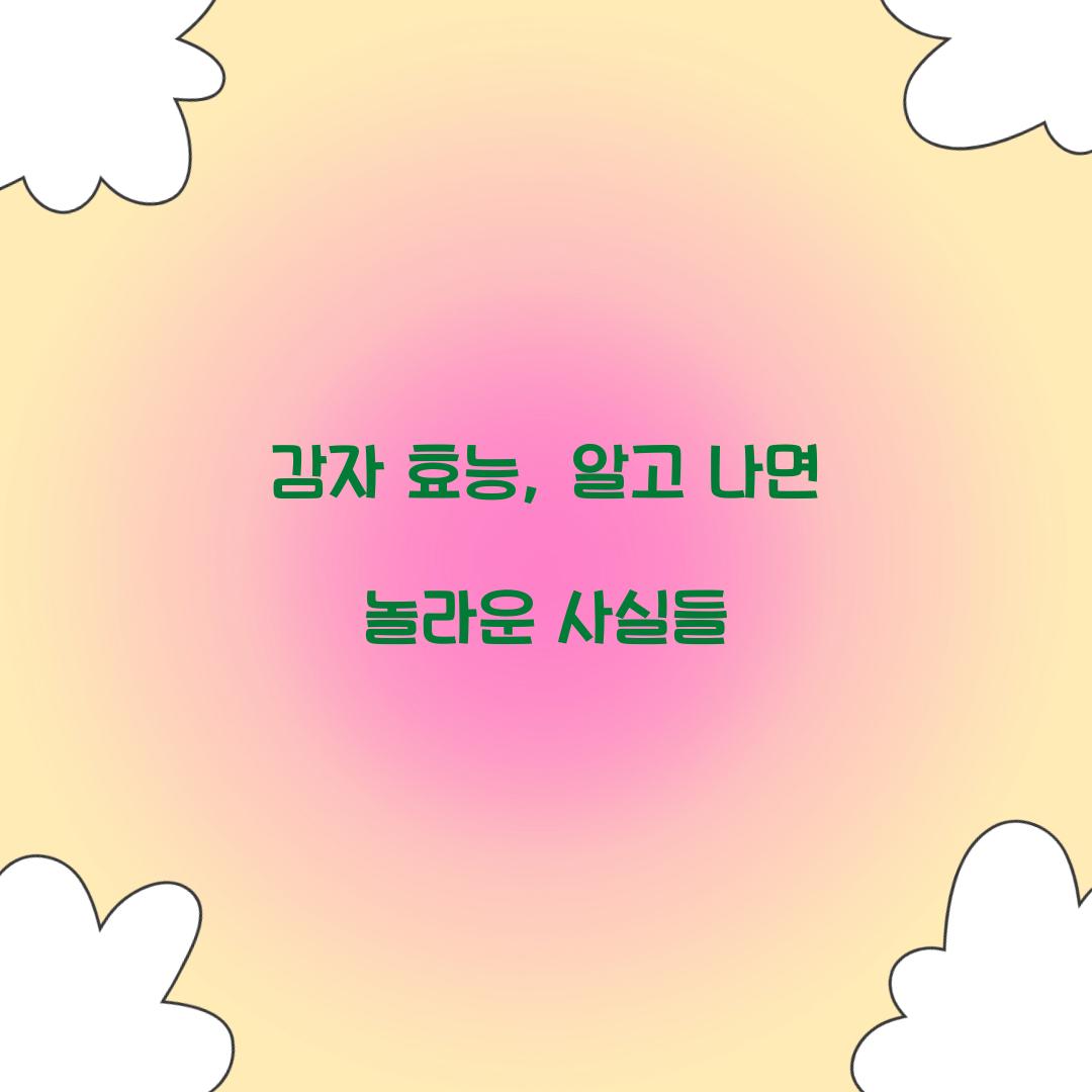 감자 효능, 알고 나면 놀라운 사실들