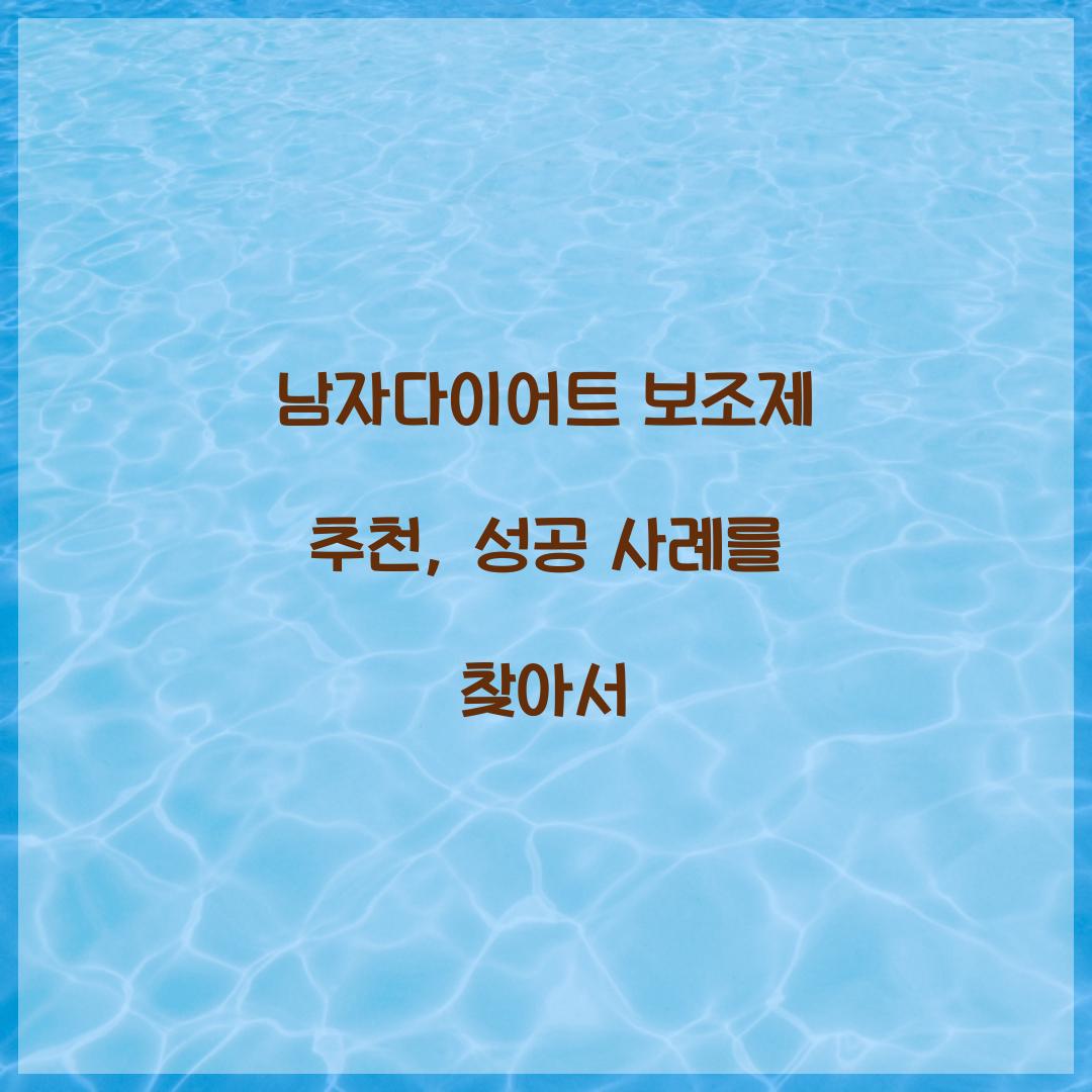 남자다이어트 보조제 추천, 성공 사례를 찾아서