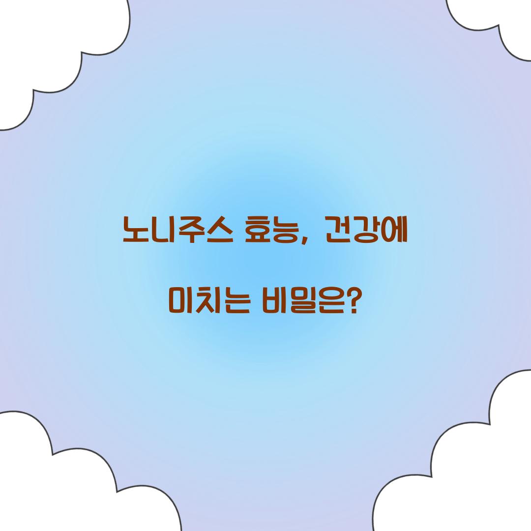 노니주스 효능, 건강에 미치는 비밀은?