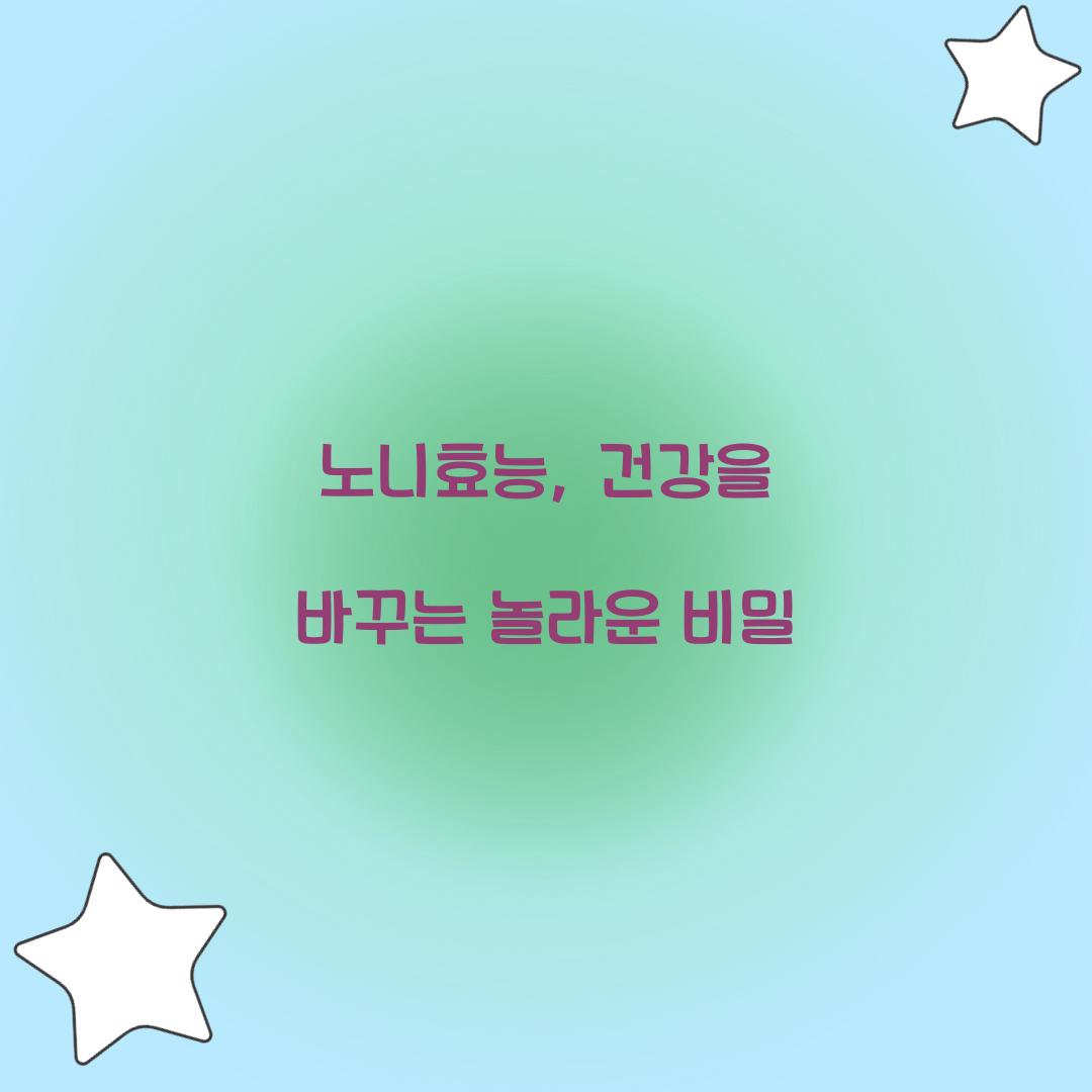 노니효능, 건강을 바꾸는 놀라운 비밀