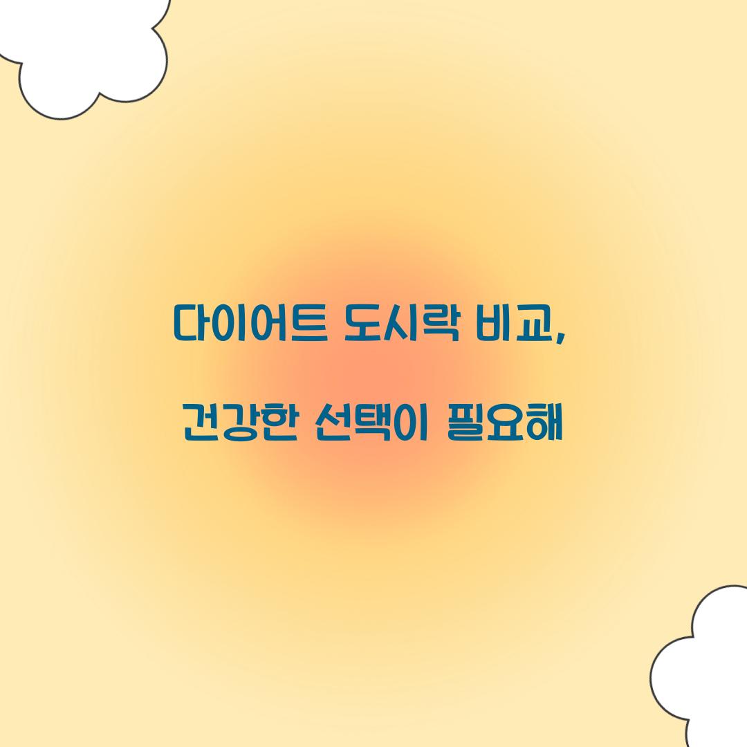 다이어트 도시락 비교, 건강한 선택이 필요해