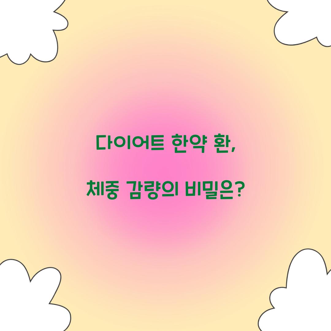 다이어트 한약 환, 체중 감량의 비밀은?