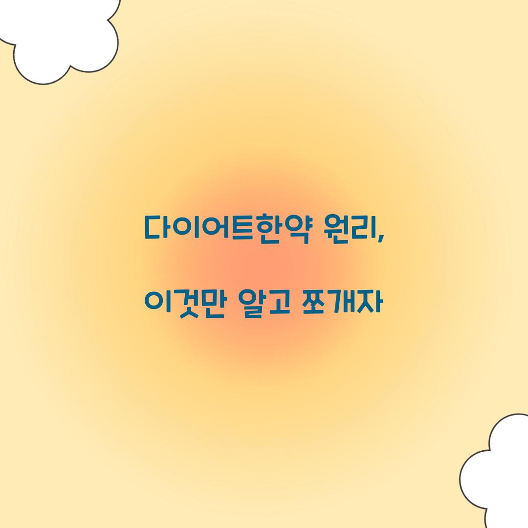 다이어트한약 원리, 이것만 알고 쪼개자