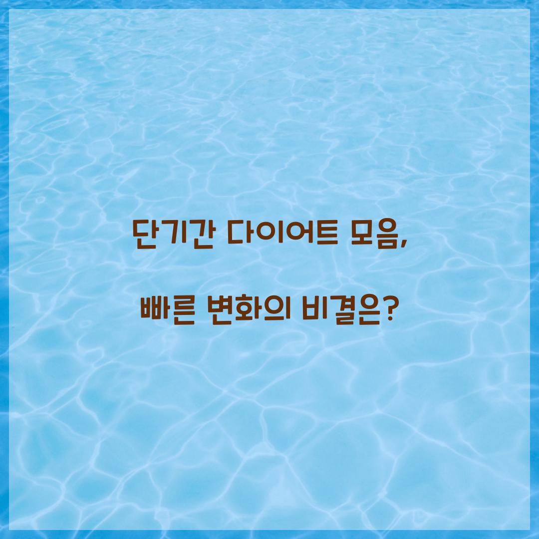 단기간 다이어트 모음, 빠른 변화의 비결은?