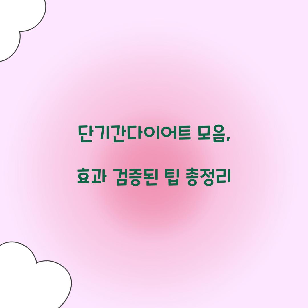 단기간다이어트 모음, 효과 검증된 팁 총정리