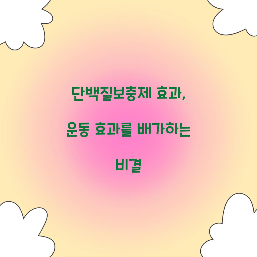 단백질보충제 효과, 운동 효과를 배가하는 비결