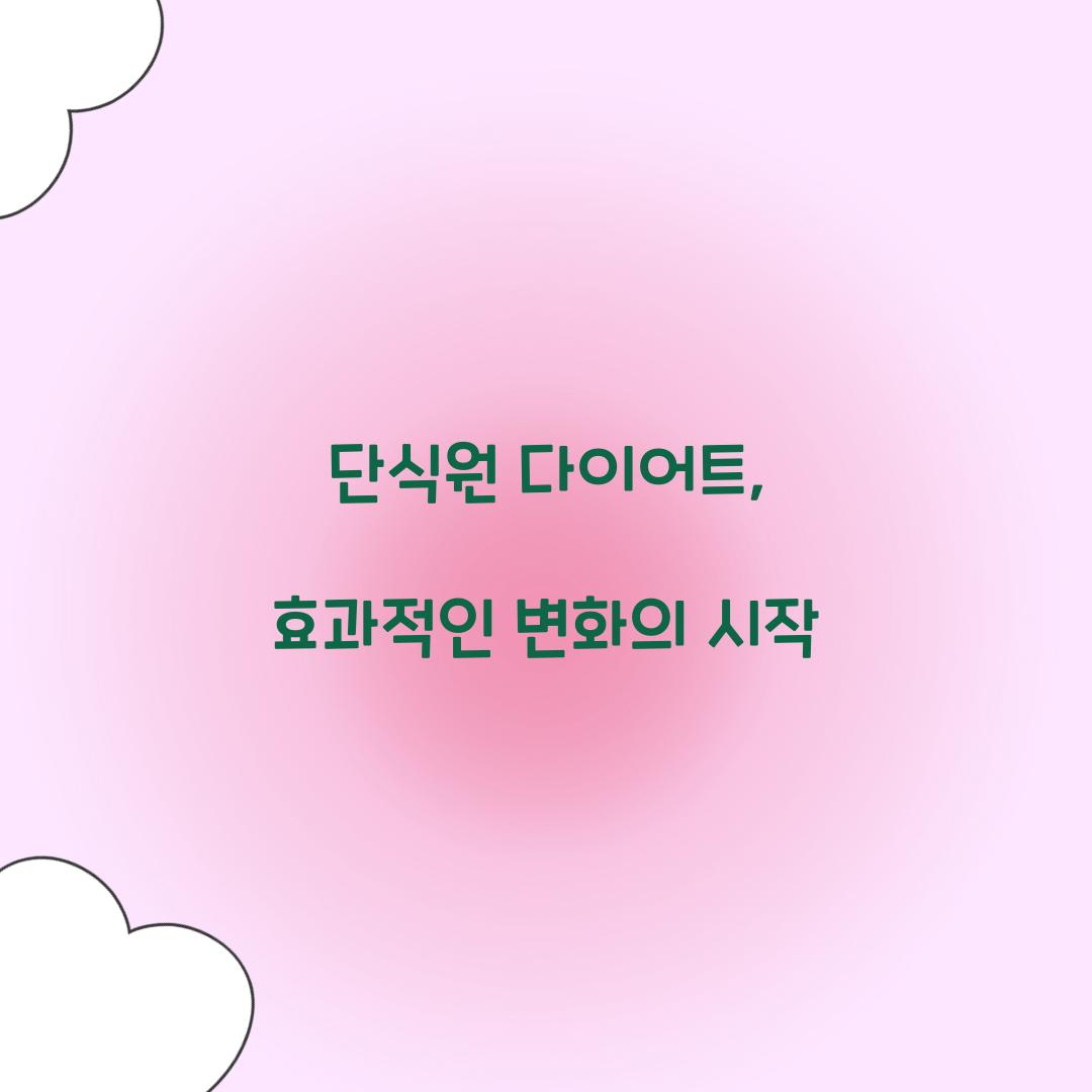 단식원 다이어트, 효과적인 변화의 시작