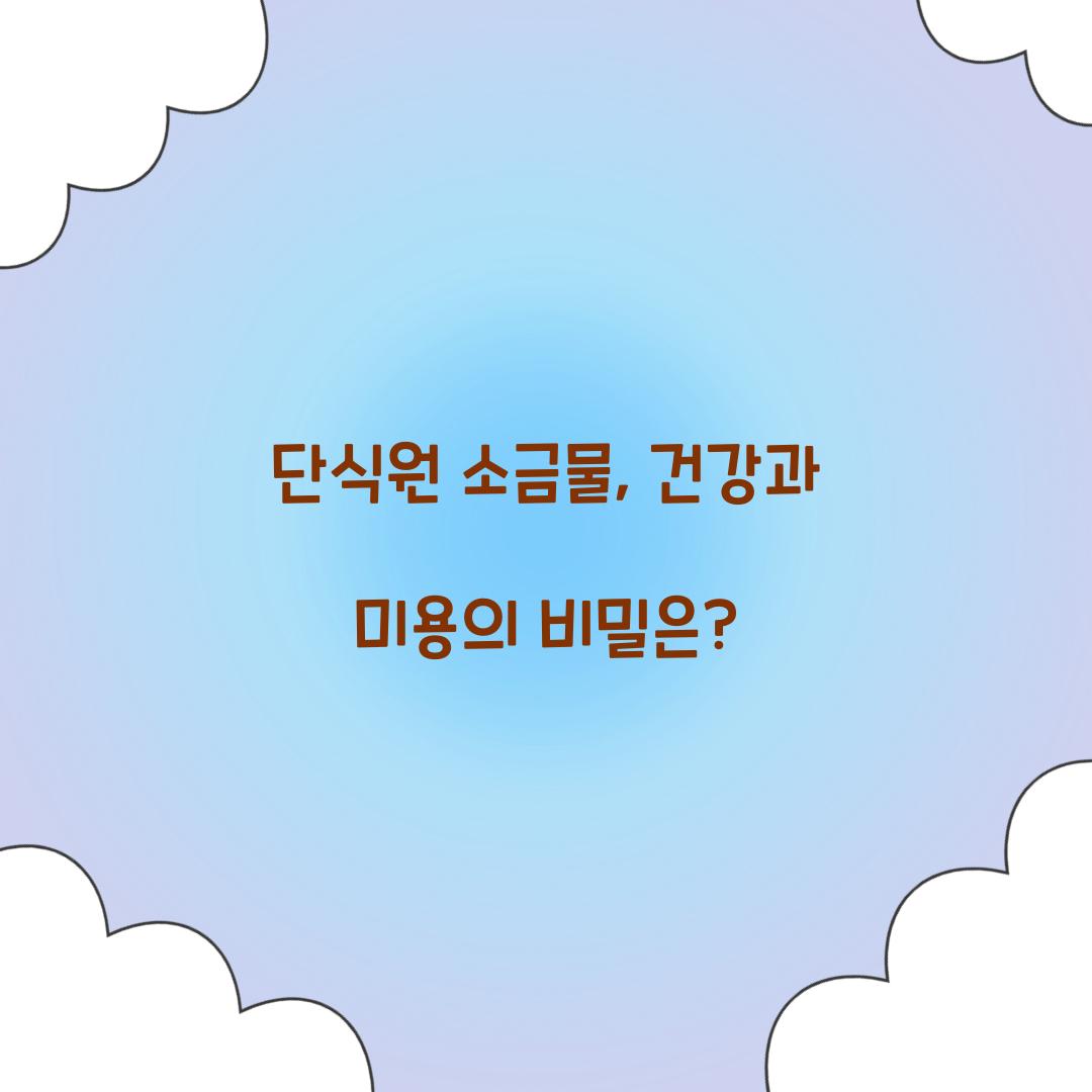 단식원 소금물, 건강과 미용의 비밀은?
