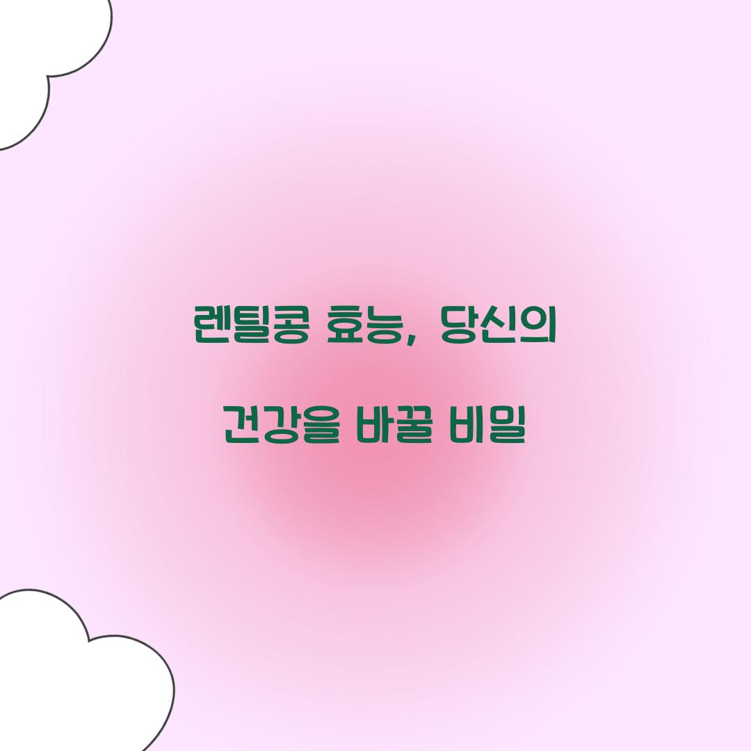 렌틸콩 효능, 당신의 건강을 바꿀 비밀