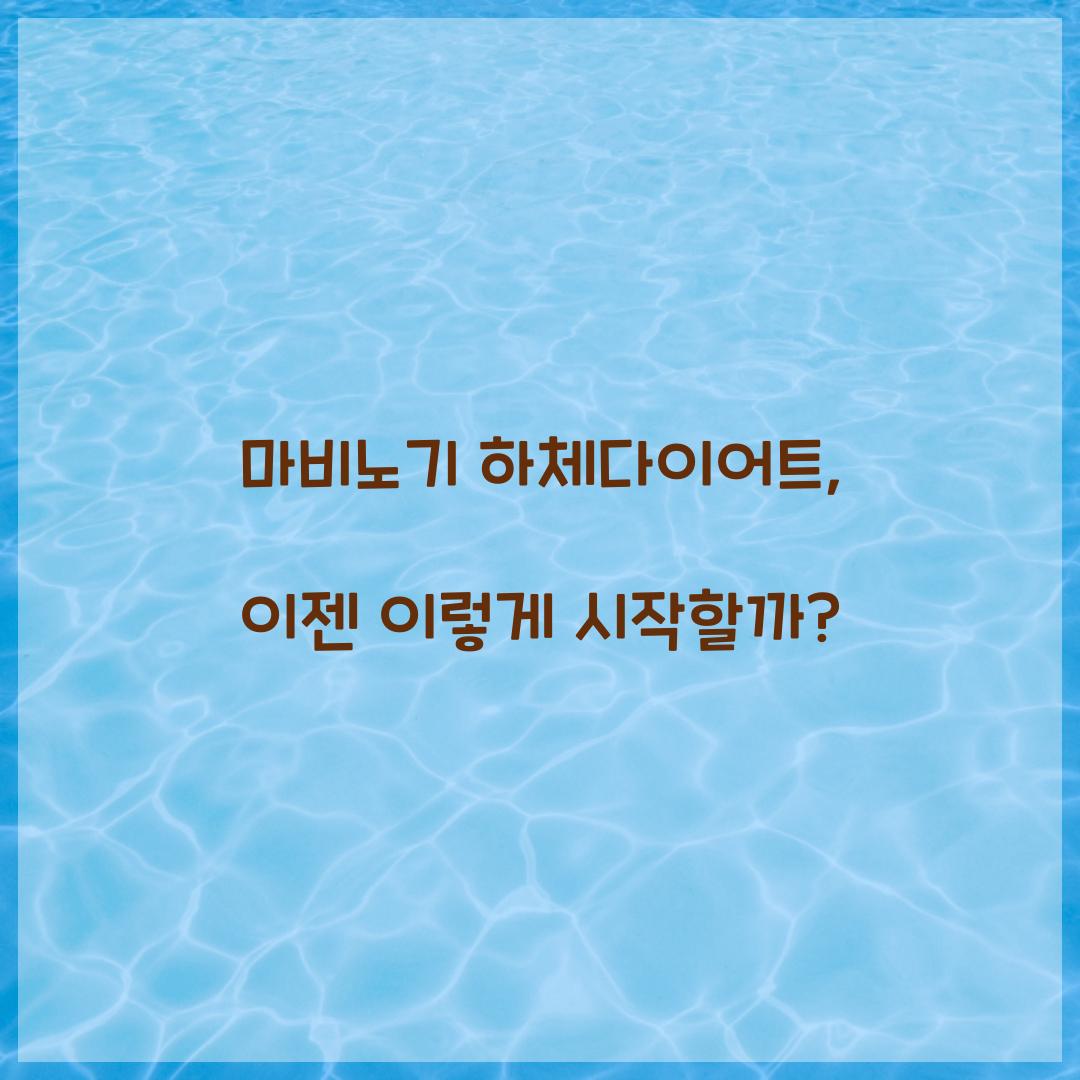마비노기 하체다이어트, 이젠 이렇게 시작할까?