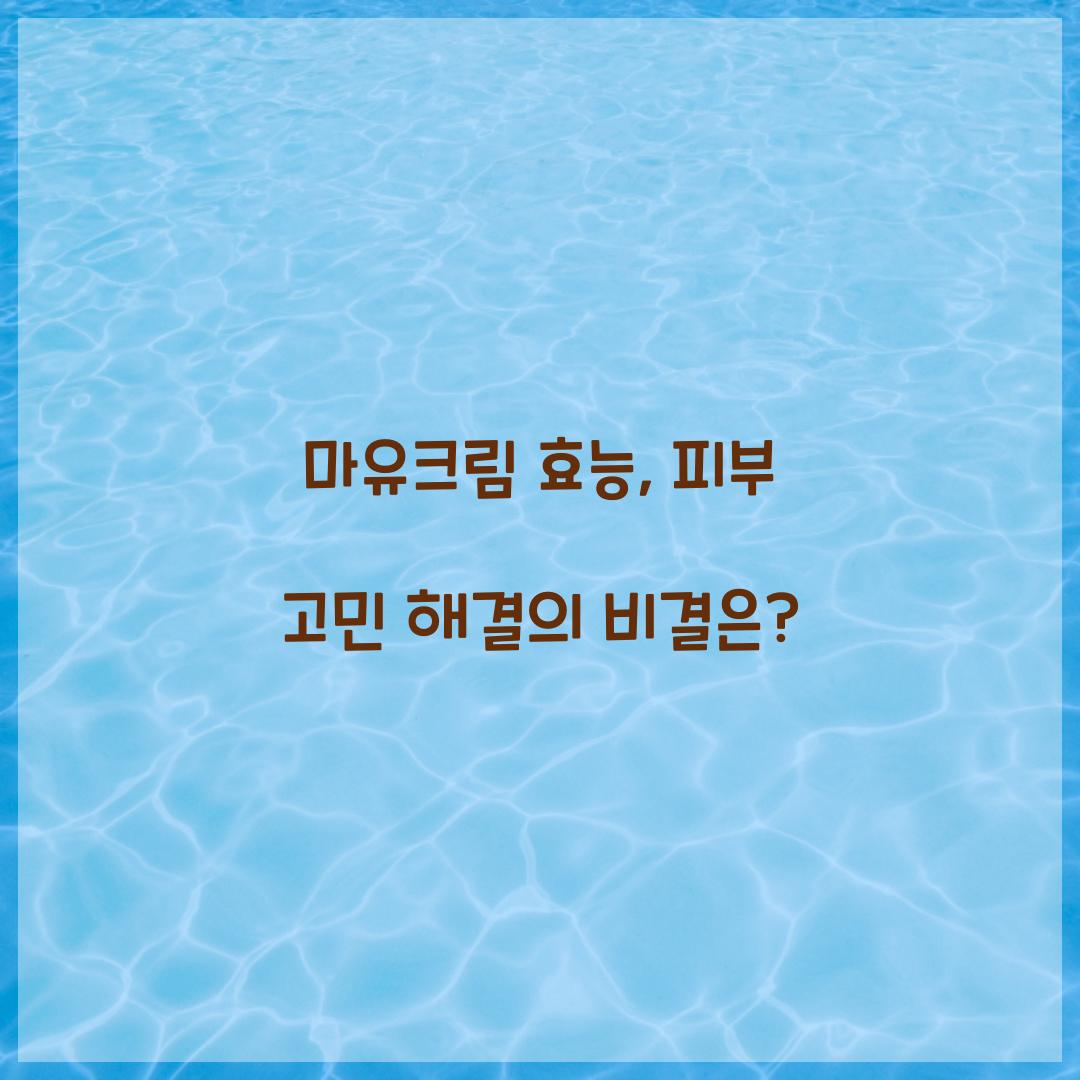 마유크림 효능, 피부 고민 해결의 비결은?
