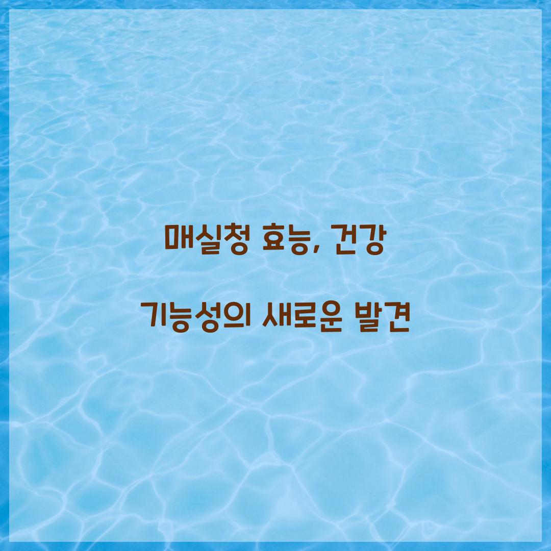 매실청 효능, 건강 기능성의 새로운 발견