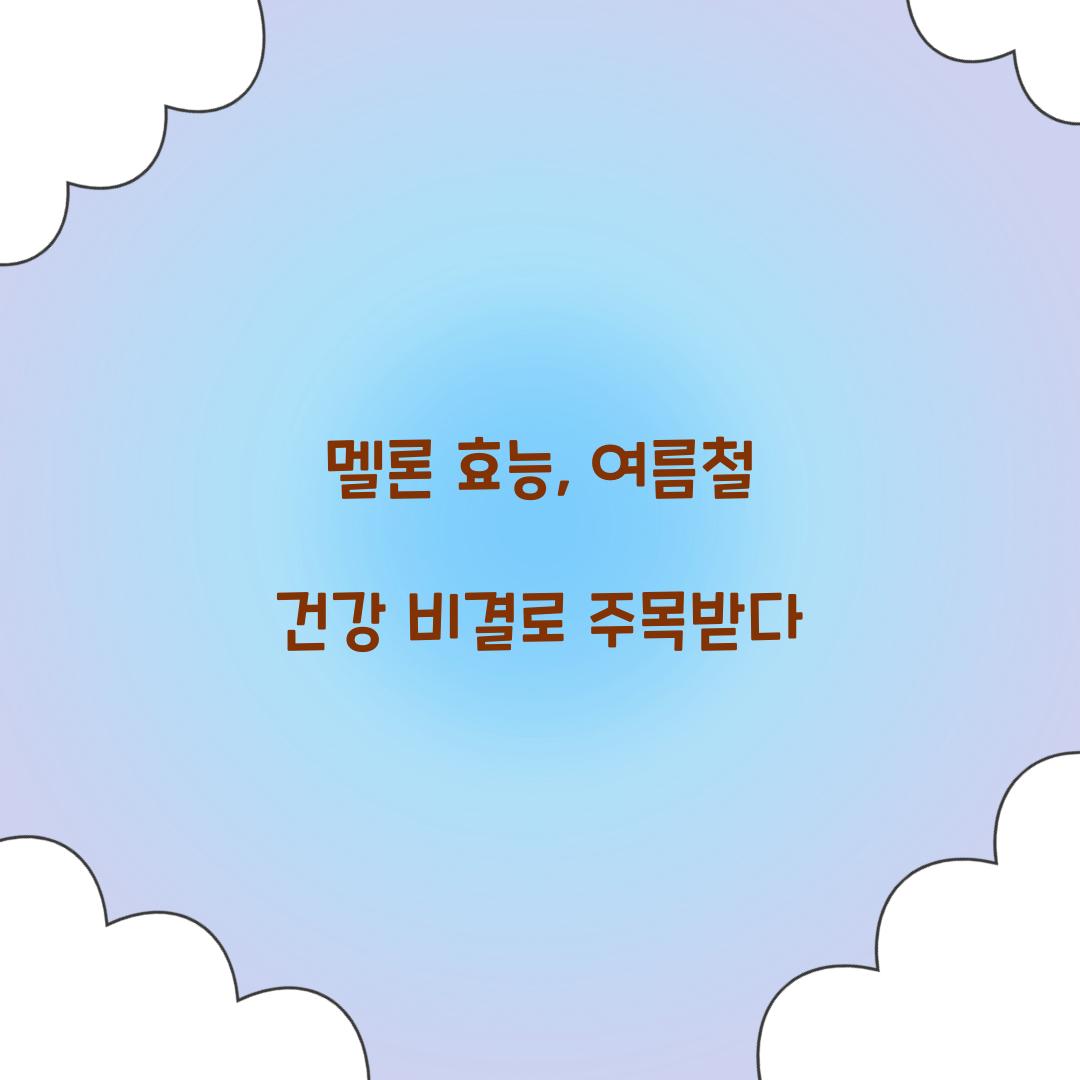 멜론 효능, 여름철 건강 비결로 주목받다