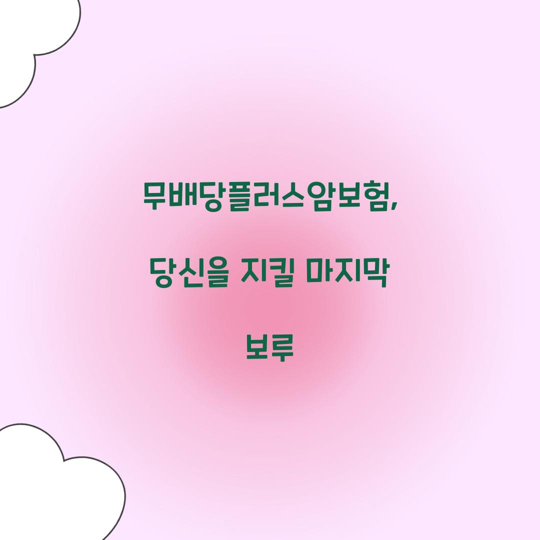 무배당플러스암보험, 당신을 지킬 마지막 보루