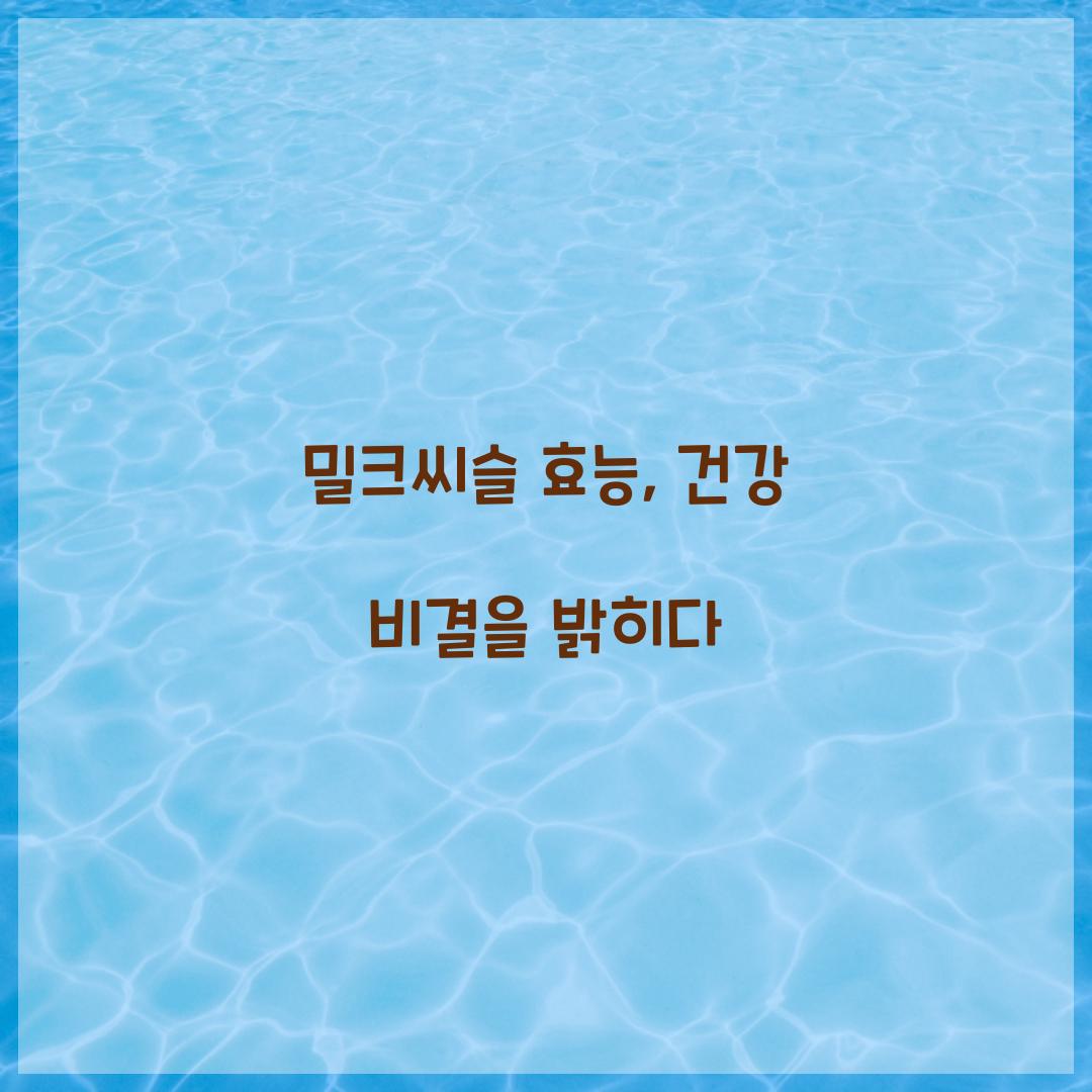 밀크씨슬 효능, 건강 비결을 밝히다