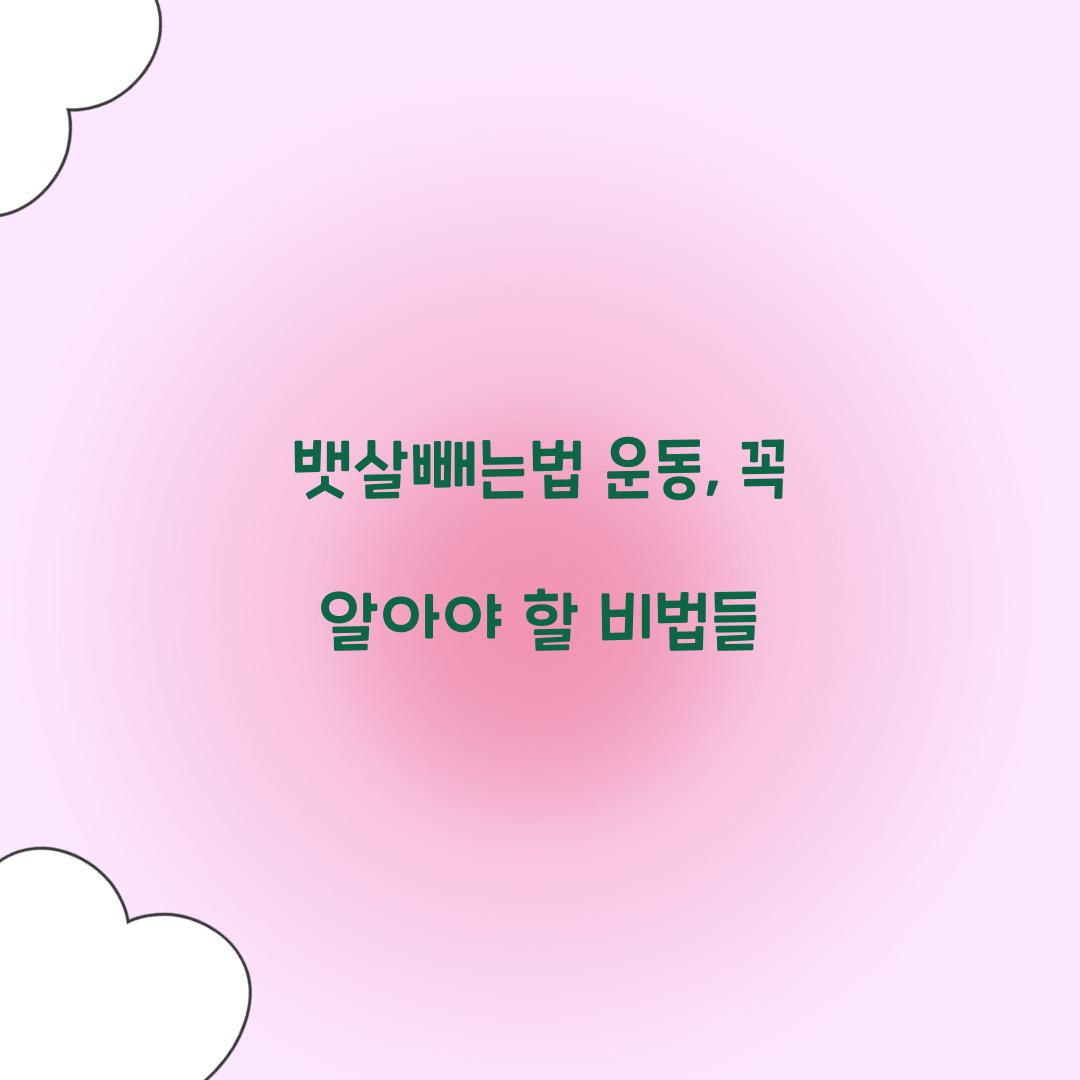 뱃살빼는법 운동, 꼭 알아야 할 비법들