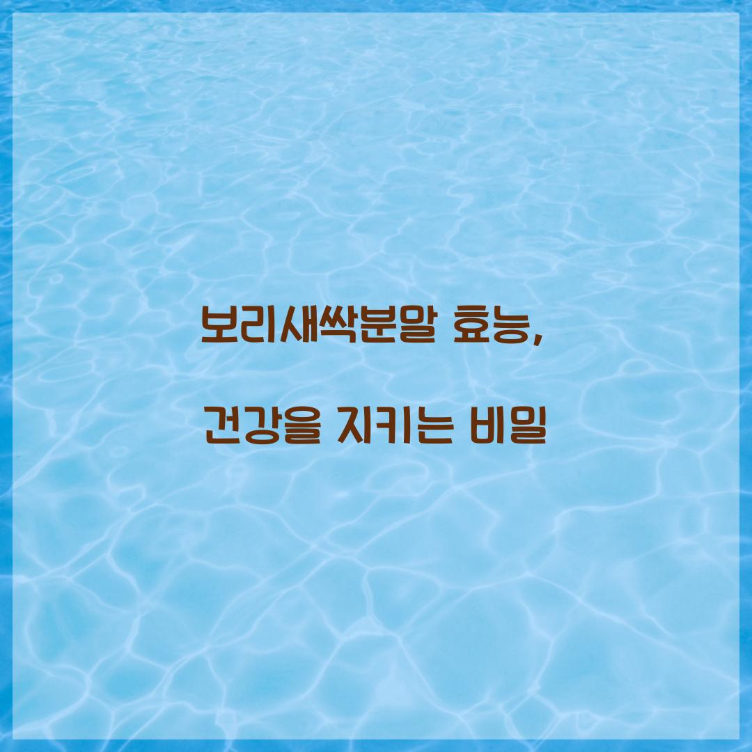 보리새싹분말 효능, 건강을 지키는 비밀