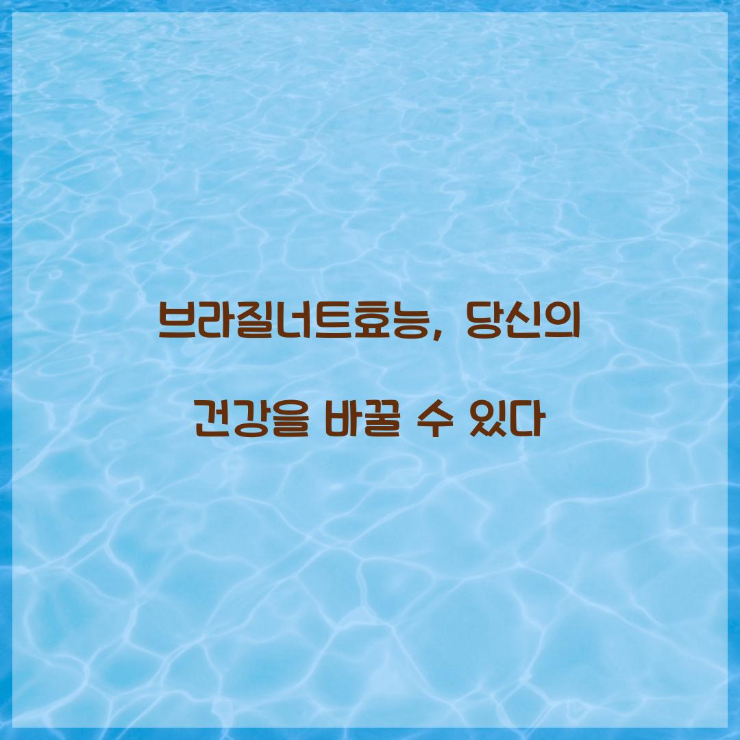 브라질너트효능, 당신의 건강을 바꿀 수 있다