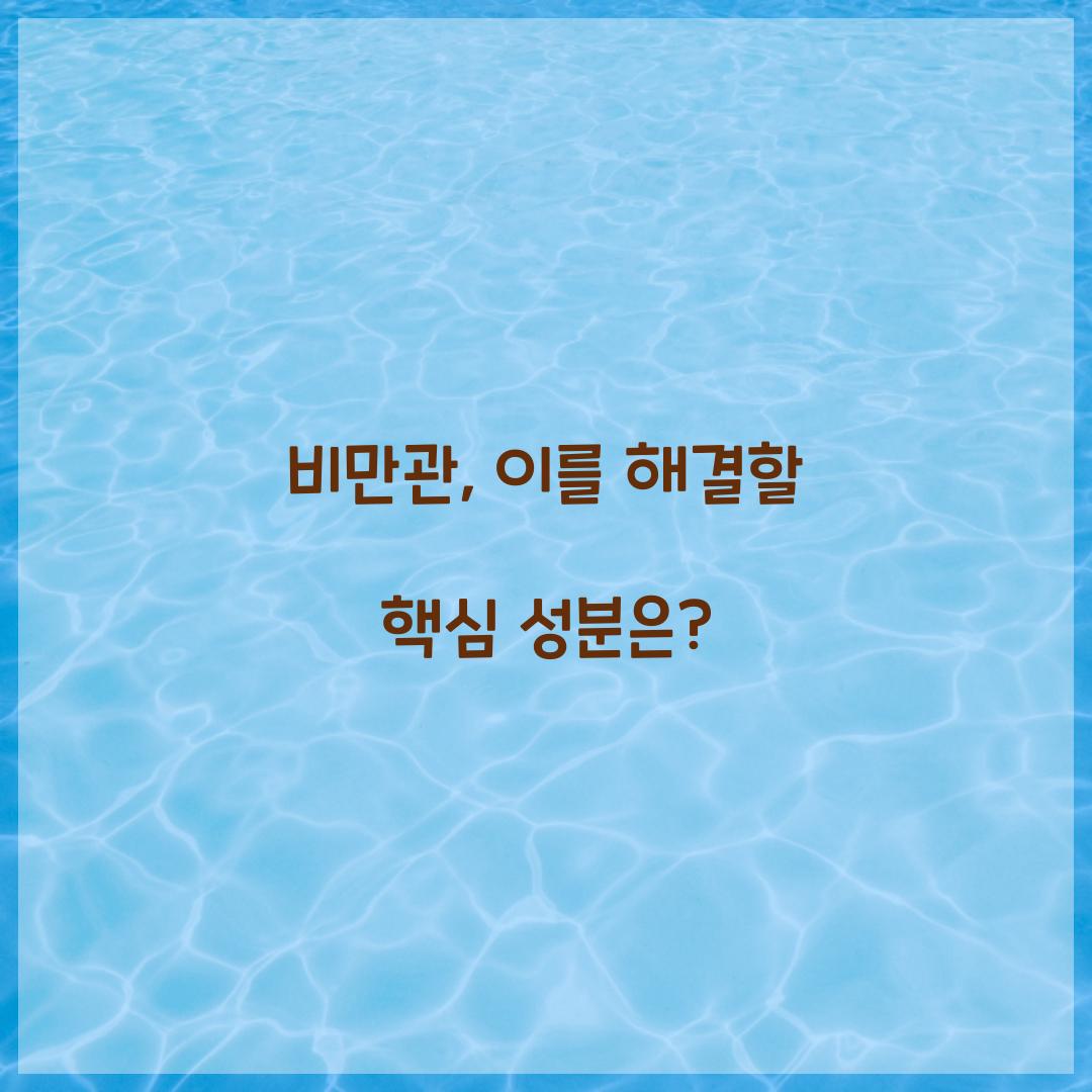 비만관, 이를 해결할 핵심 성분은?