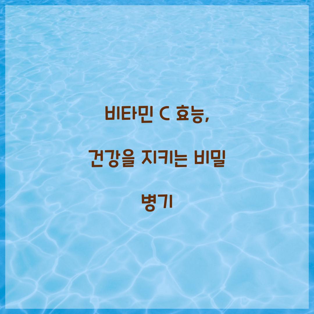 비타민 C 효능, 건강을 지키는 비밀 병기