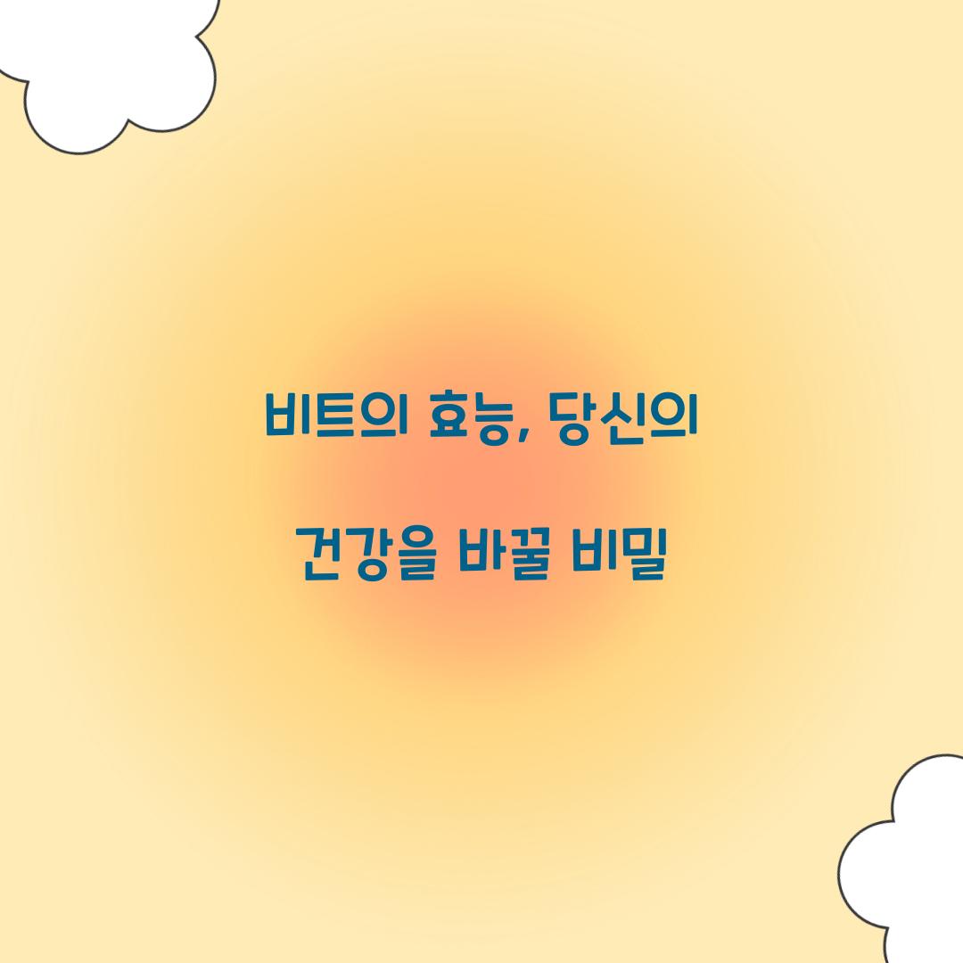 비트의 효능, 당신의 건강을 바꿀 비밀