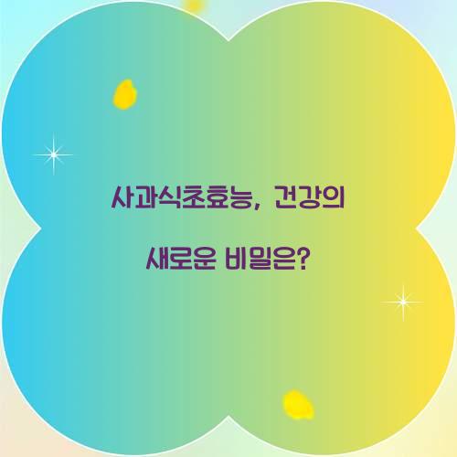 사과식초효능, 건강의 새로운 비밀은?