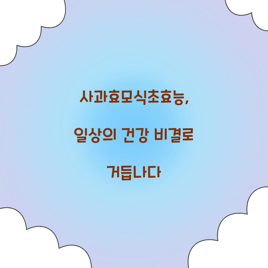 사과효모식초효능, 일상의 건강 비결로 거듭나다
